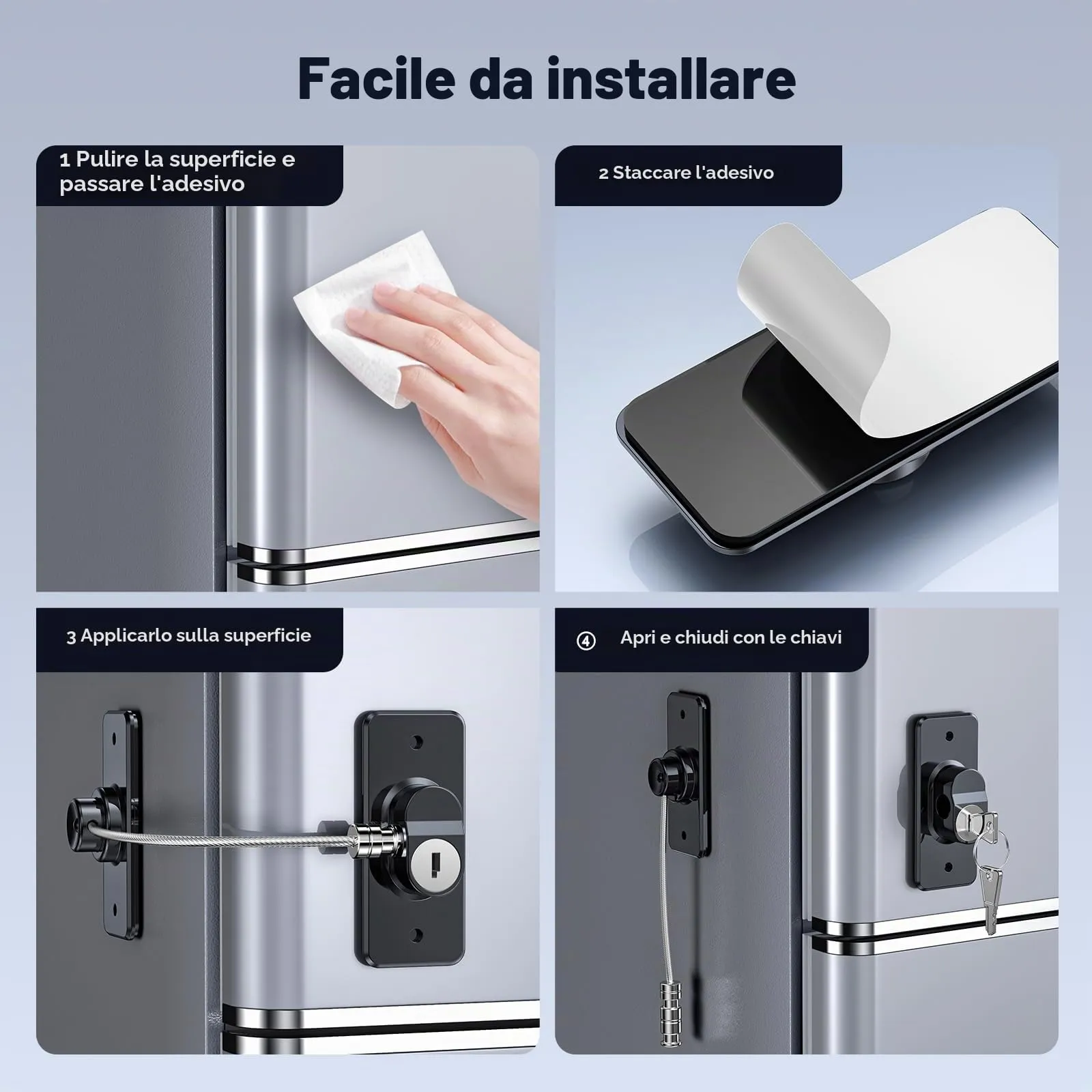 WILNIRY Blocca Bambini per Frigorifero e Cassetti, 2 Pezzi (B-Nero-2Pezzi) - immagine 6