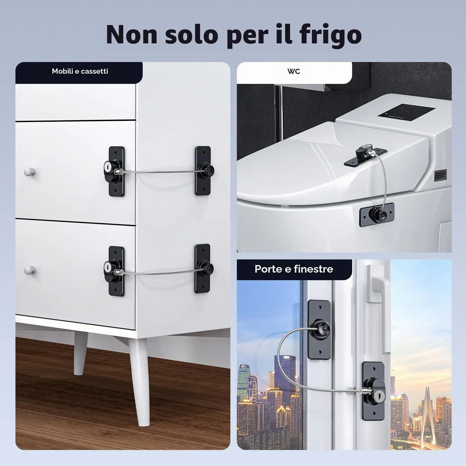 WILNIRY Blocca Bambini per Frigorifero e Cassetti, 2 Pezzi (B-Nero-2Pezzi) - immagine 7