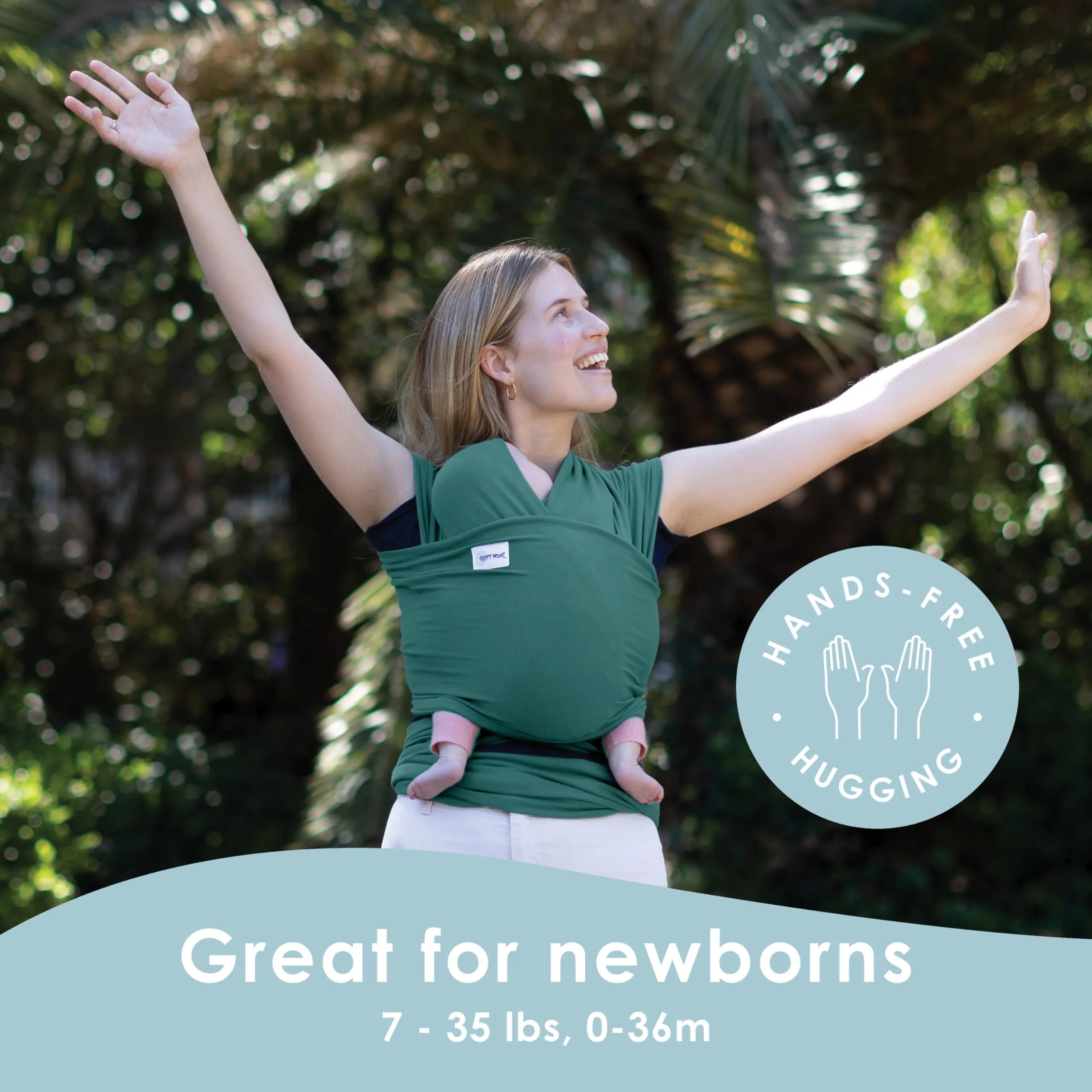 Sleepy Wrap Fascia Neonato Elastica 3-16 kg, Verde Scuro - immagine 3