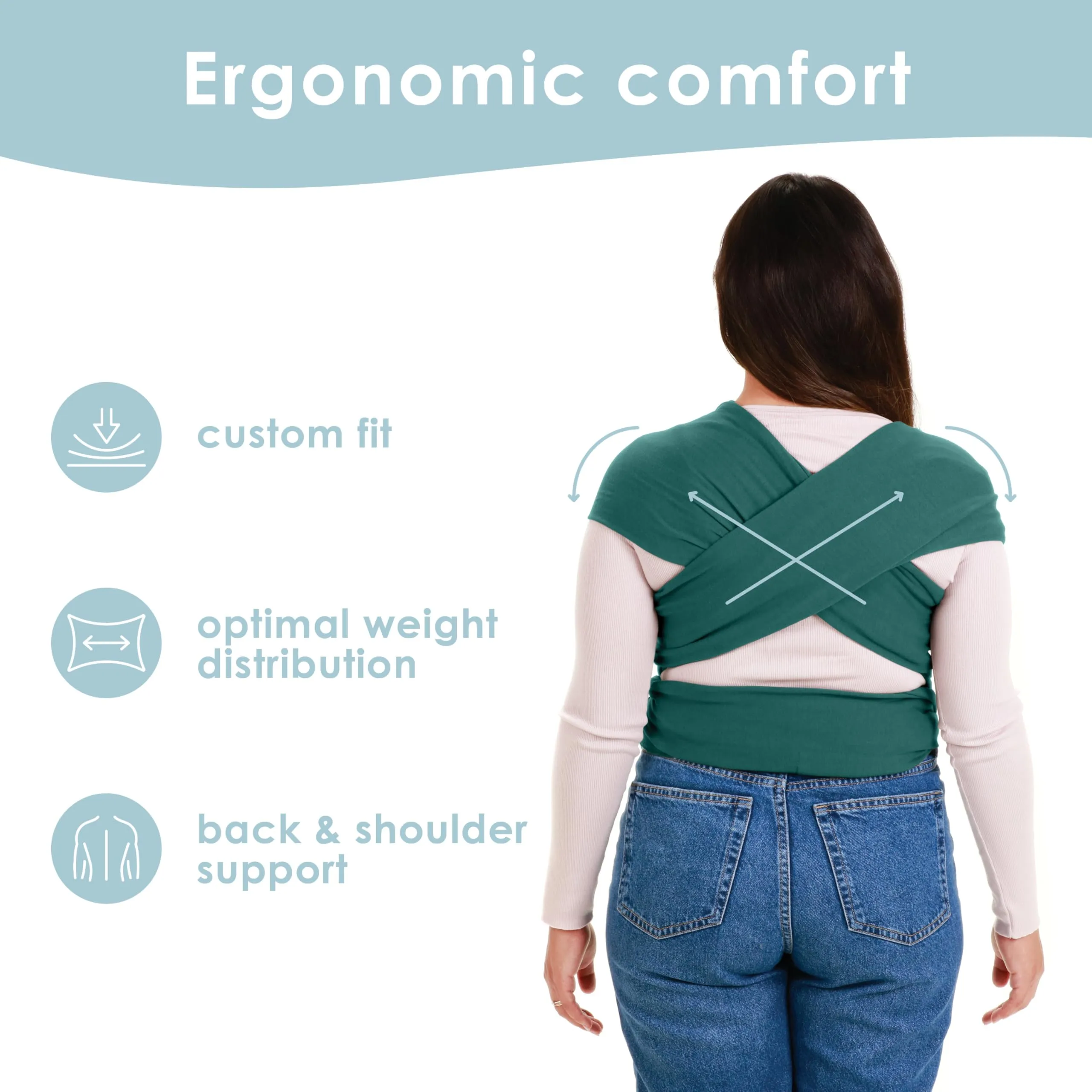 Sleepy Wrap Fascia Neonato Elastica 3-16 kg, Verde Scuro - immagine 4