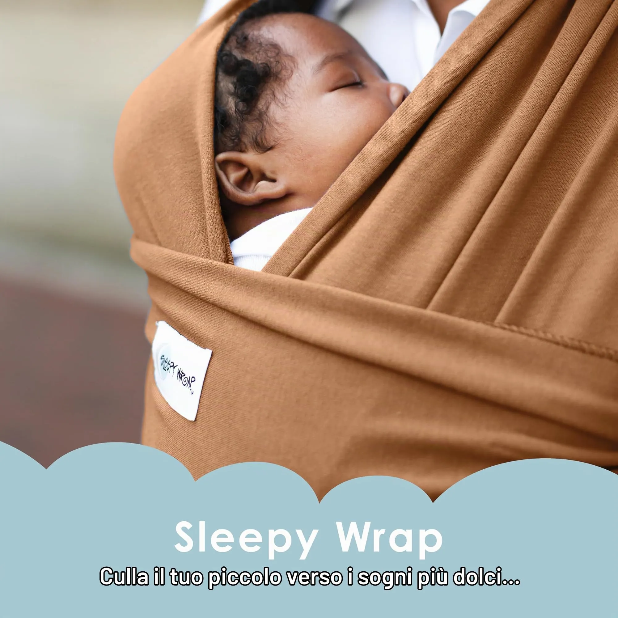 Sleepy Wrap Fascia Neonato Elastica 3-16 kg, Cannella - immagine 2