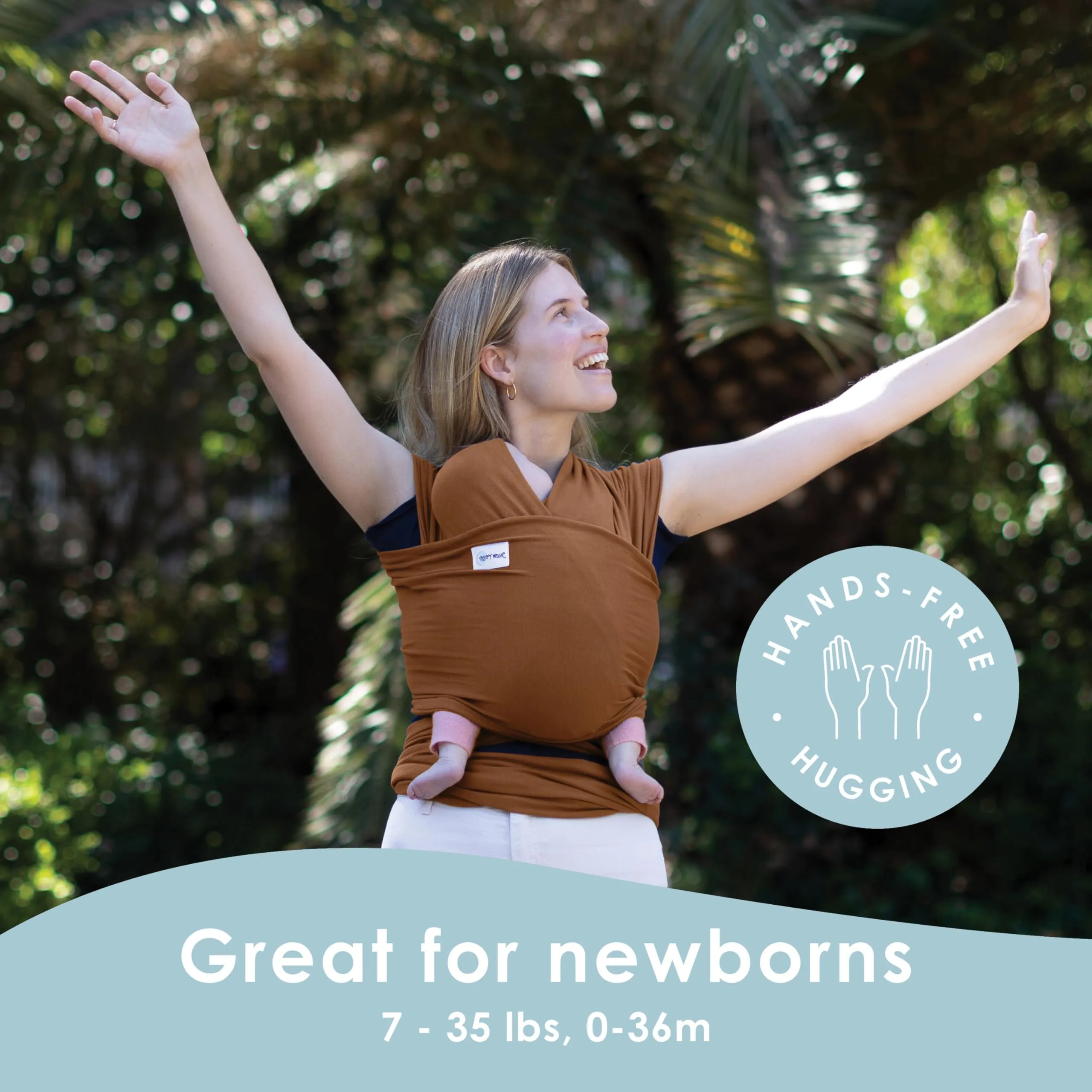 Sleepy Wrap Fascia Neonato Elastica 3-16 kg, Cannella - immagine 3