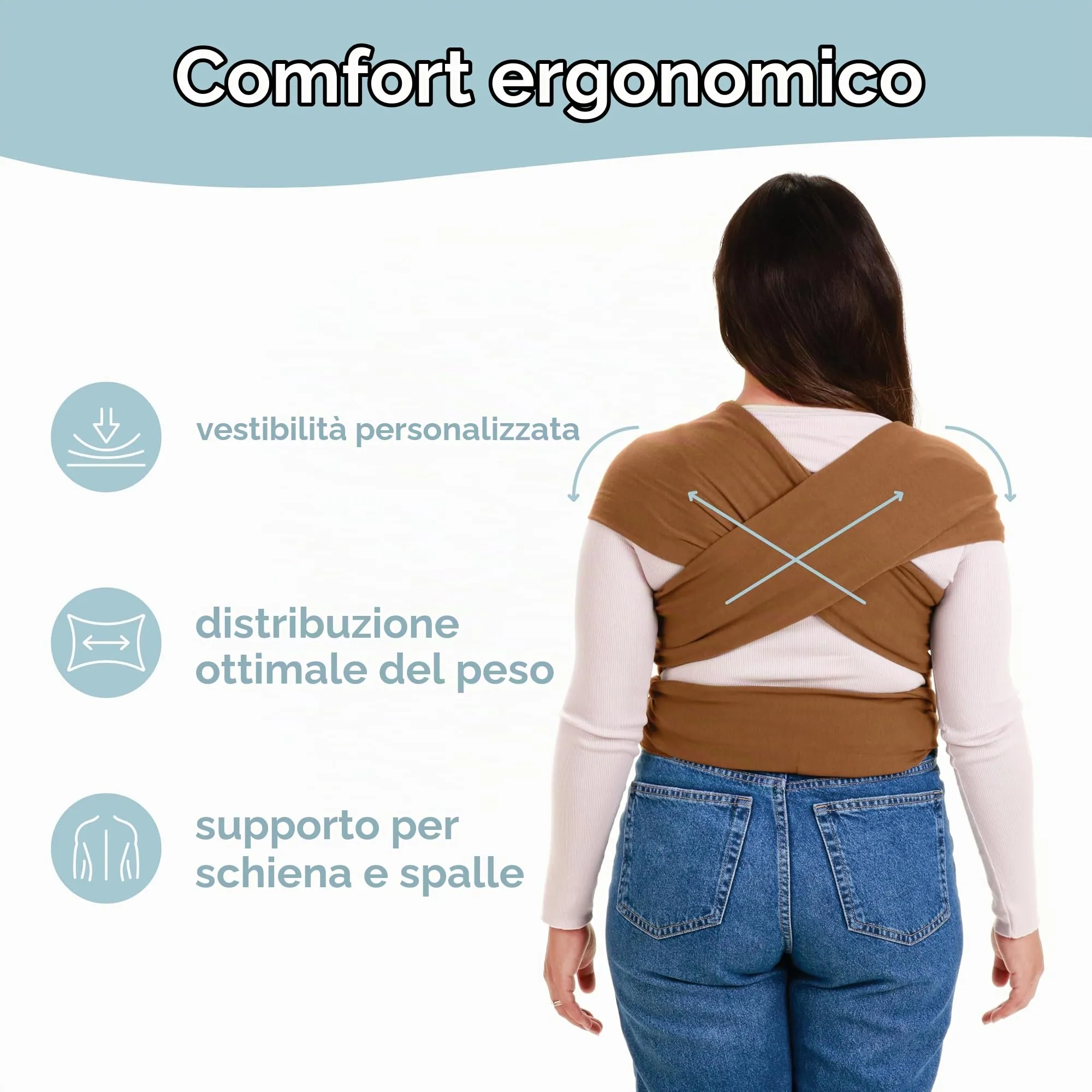 Sleepy Wrap Fascia Neonato Elastica 3-16 kg, Cannella - immagine 4