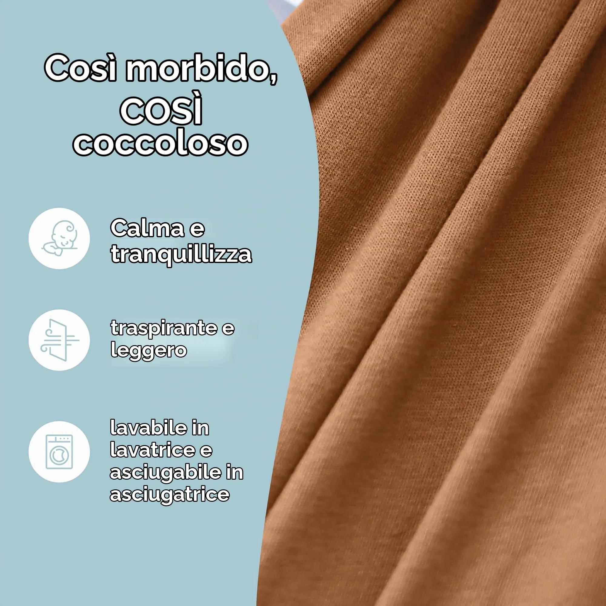 Sleepy Wrap Fascia Neonato Elastica 3-16 kg, Cannella - immagine 5
