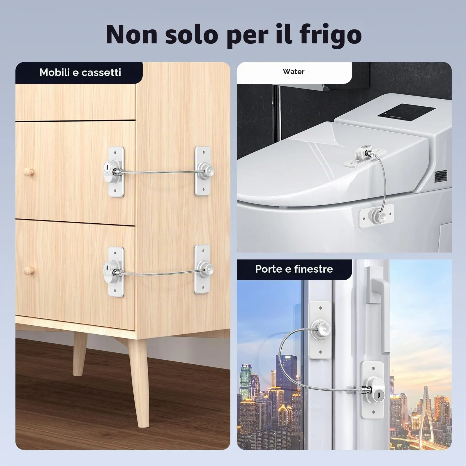WILNIRY Blocca Bambini per Frigorifero e Cassetti, 2 Pezzi - Bianco - immagine 2