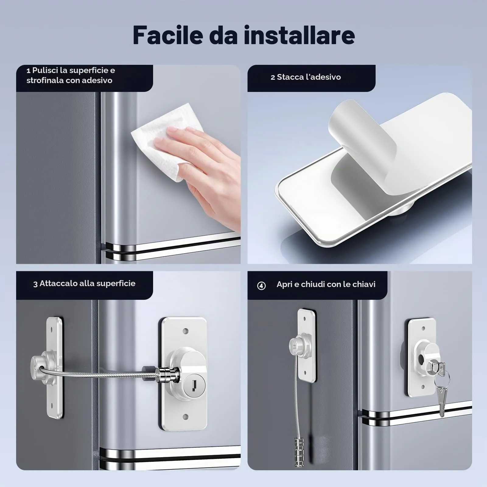 WILNIRY Blocca Bambini per Frigorifero e Cassetti, 2 Pezzi - Bianco - immagine 3