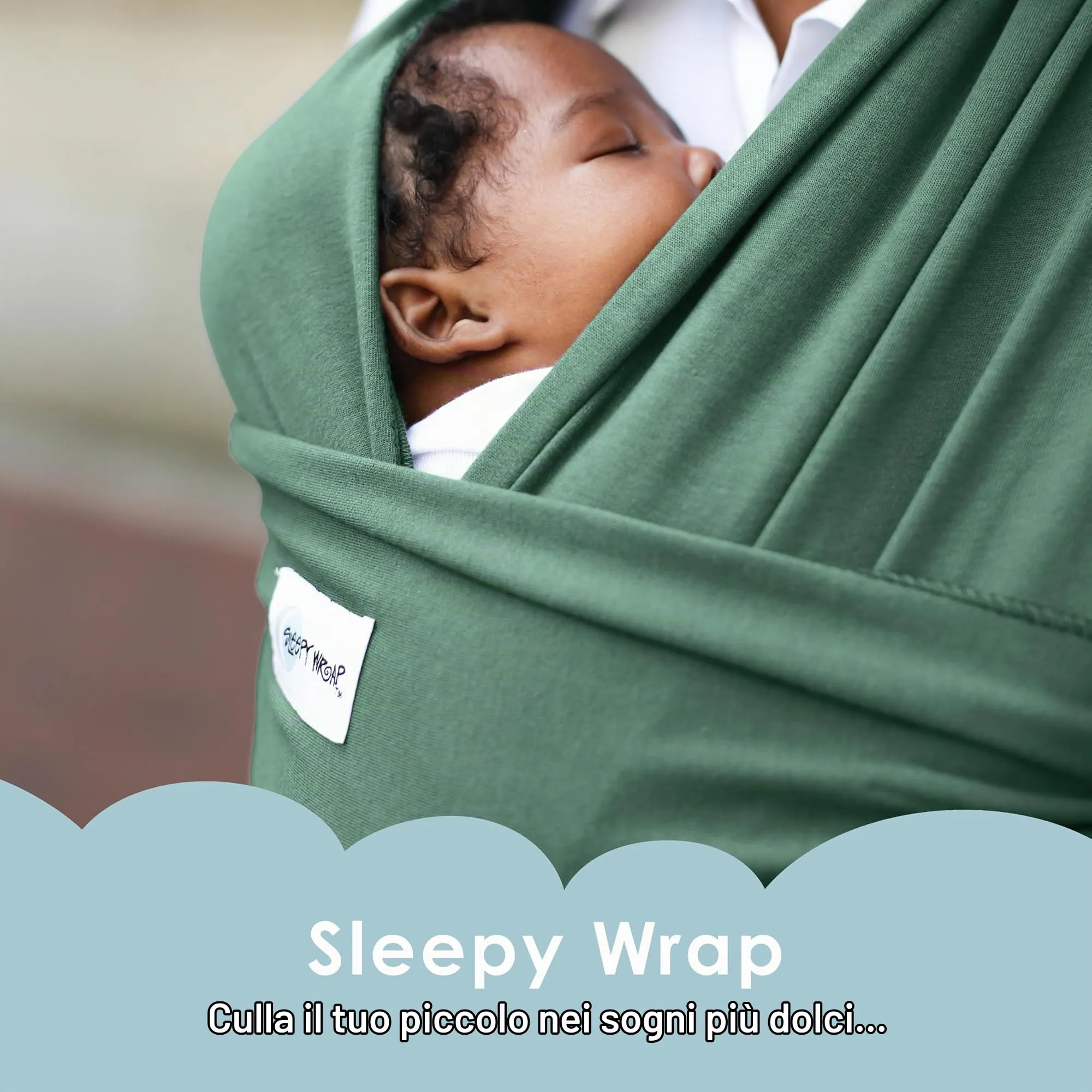 Sleepy Wrap Fascia Neonato Elastica 3-16 kg, Verde Salvia - immagine 2