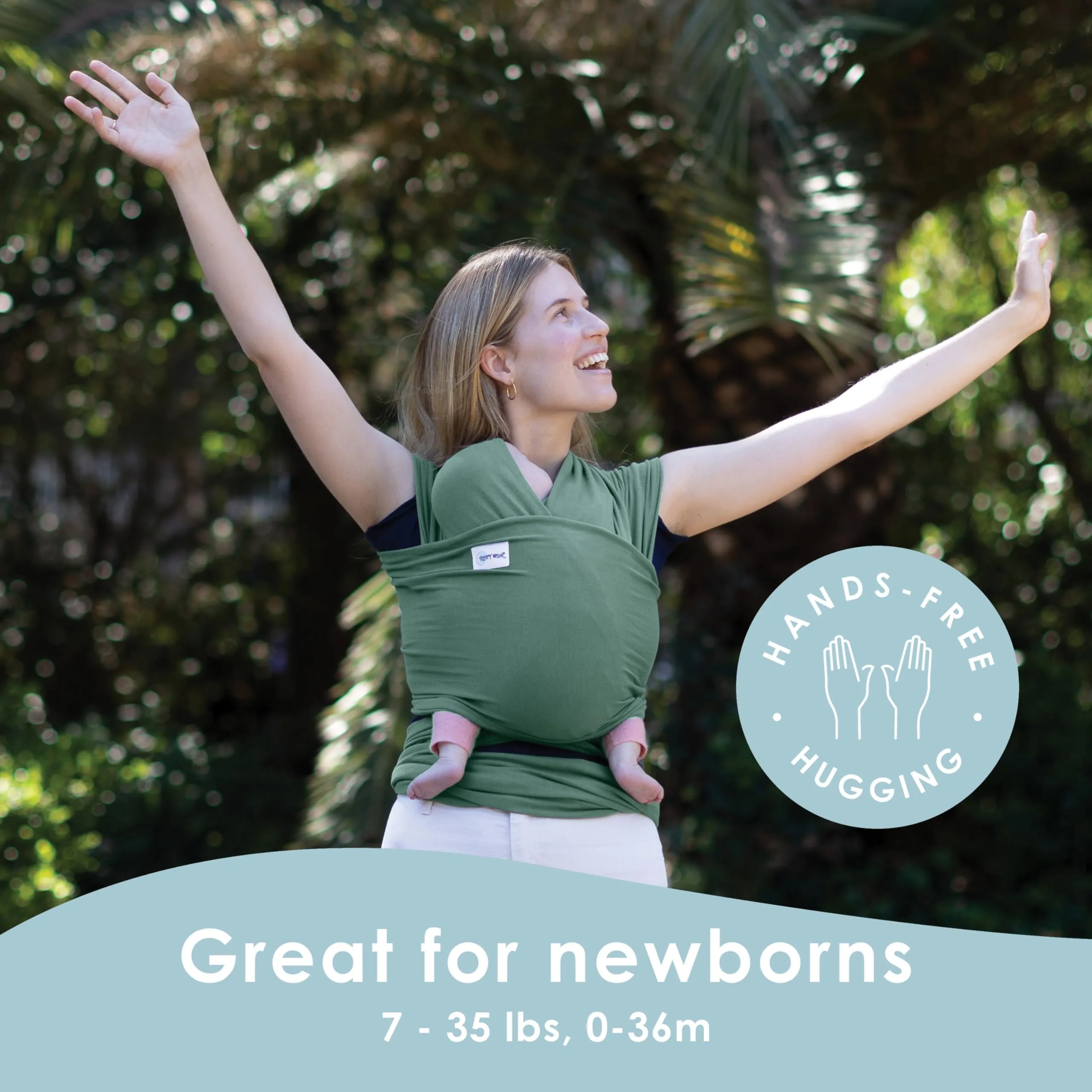 Sleepy Wrap Fascia Neonato Elastica 3-16 kg, Verde Salvia - immagine 3