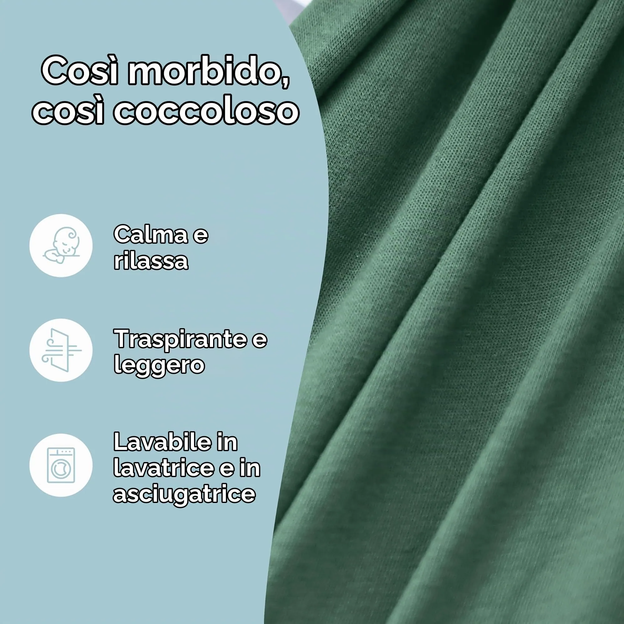 Sleepy Wrap Fascia Neonato Elastica 3-16 kg, Verde Salvia - immagine 5