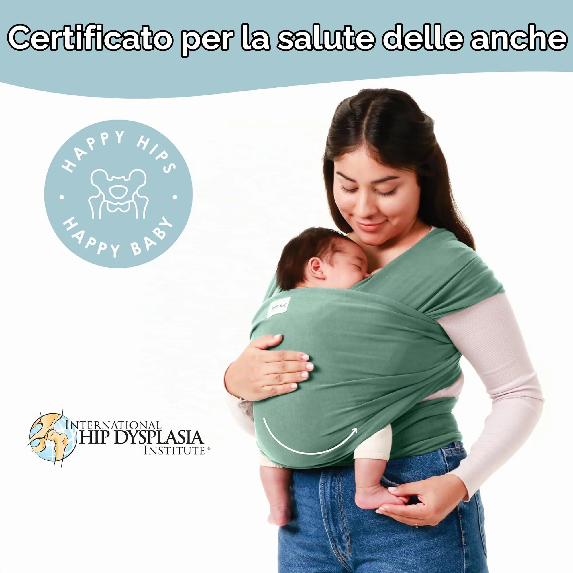 Sleepy Wrap Fascia Neonato Elastica 3-16 kg, Verde Salvia - immagine 6