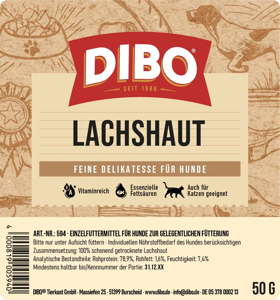 DIBO Pelle di Salmone per Cani, 50 g - immagine 4
