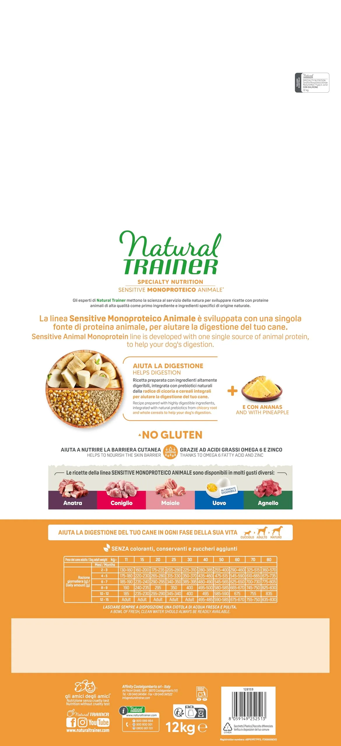 Trainer Natural Sensitive No Gluten Puppy & Junior Salmon Dog Food - 12kg - immagine 3