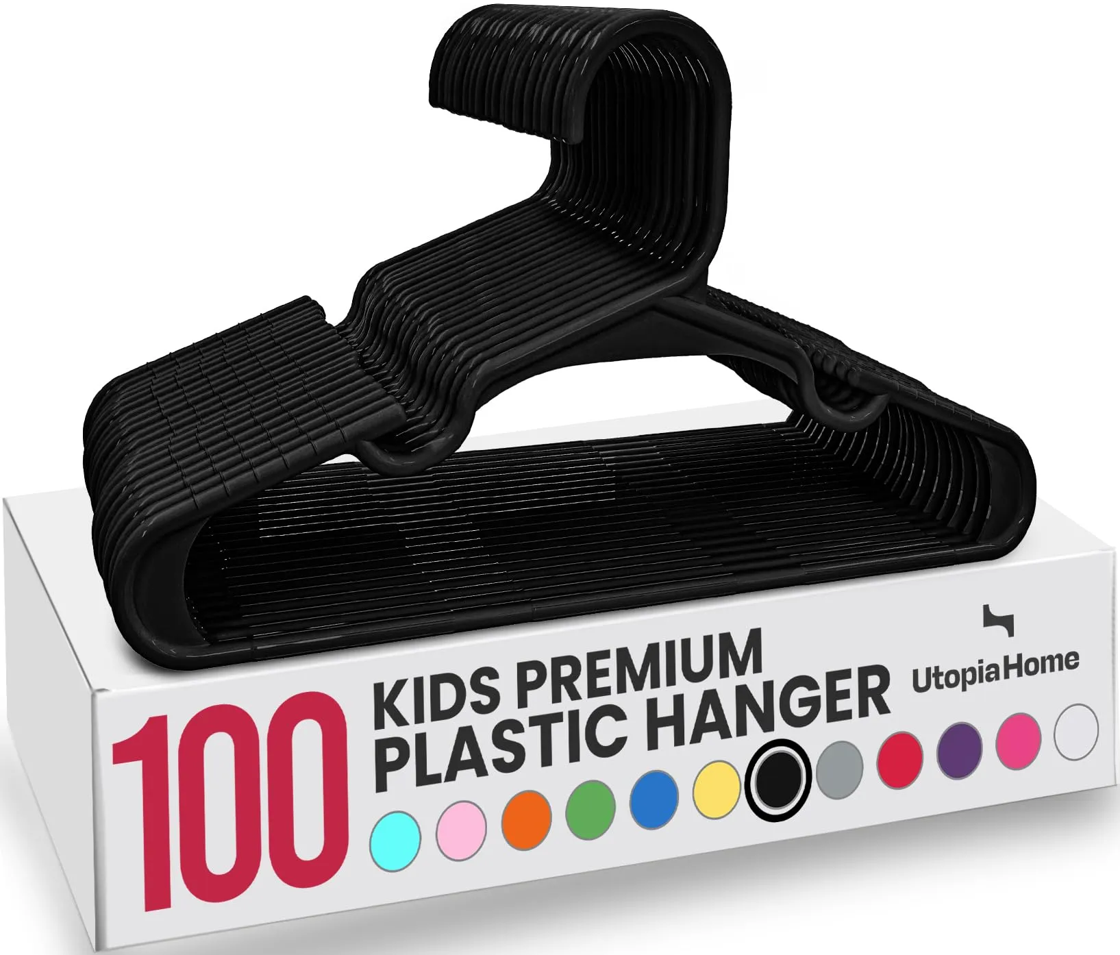Utopia Home Grucce per bambini in plastica, 29 cm, confezione da 100, nero - immagine 1