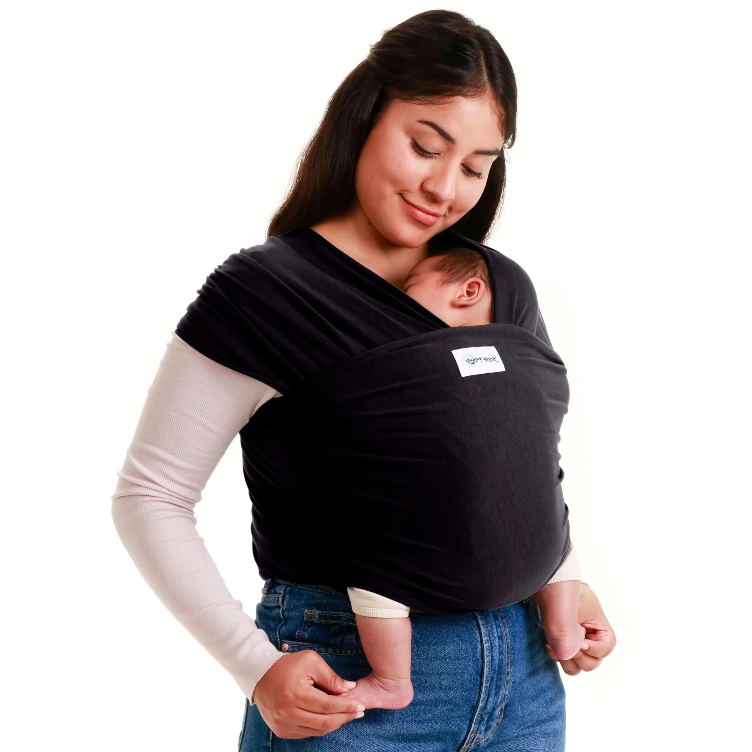 Sleepy Wrap Fascia Neonato Elastica 3-16 kg, Nero - immagine 1