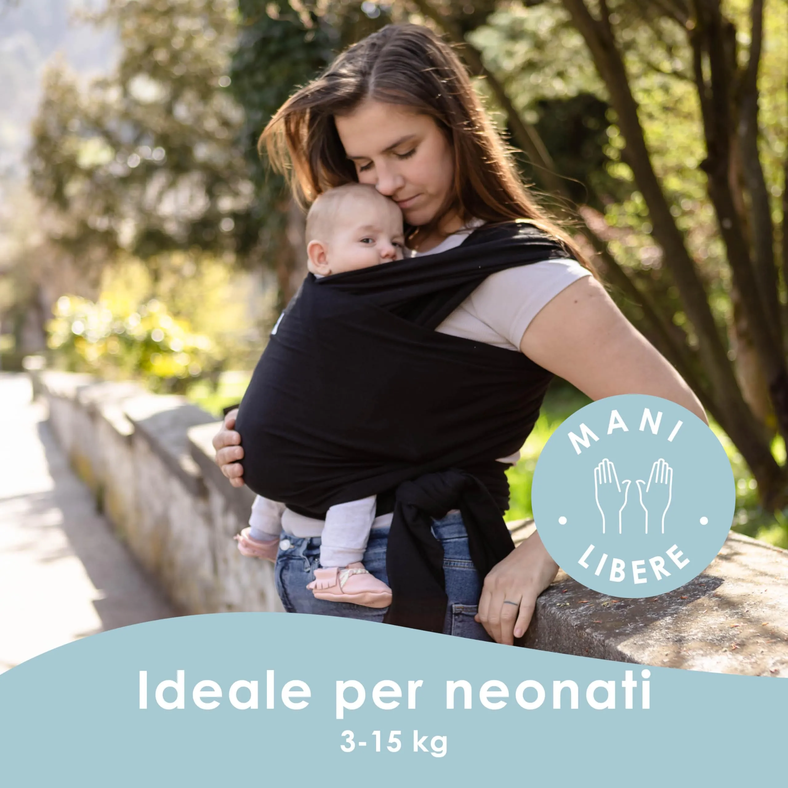 Sleepy Wrap Fascia Neonato Elastica 3-16 kg, Nero - immagine 3