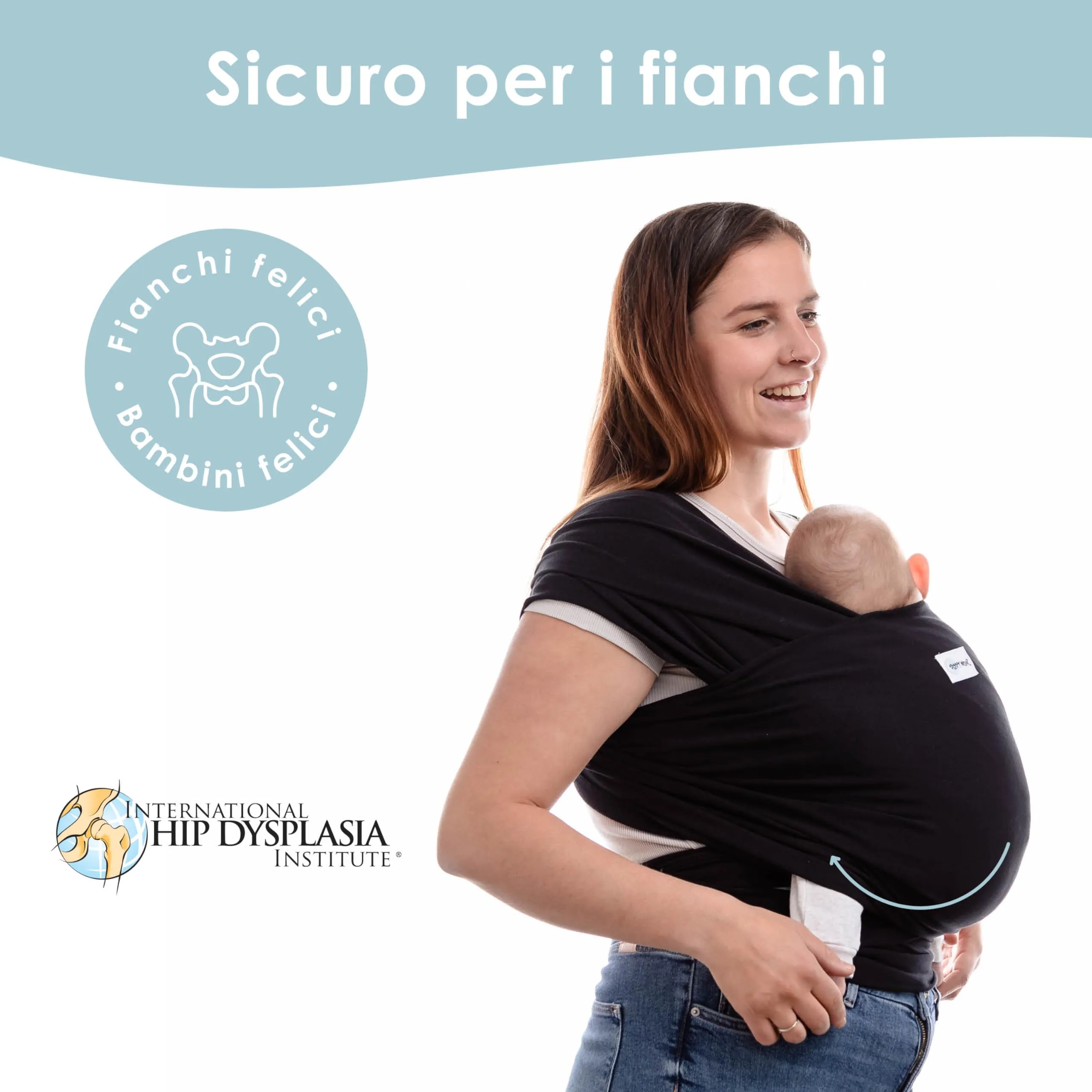 Sleepy Wrap Fascia Neonato Elastica 3-16 kg, Nero - immagine 6