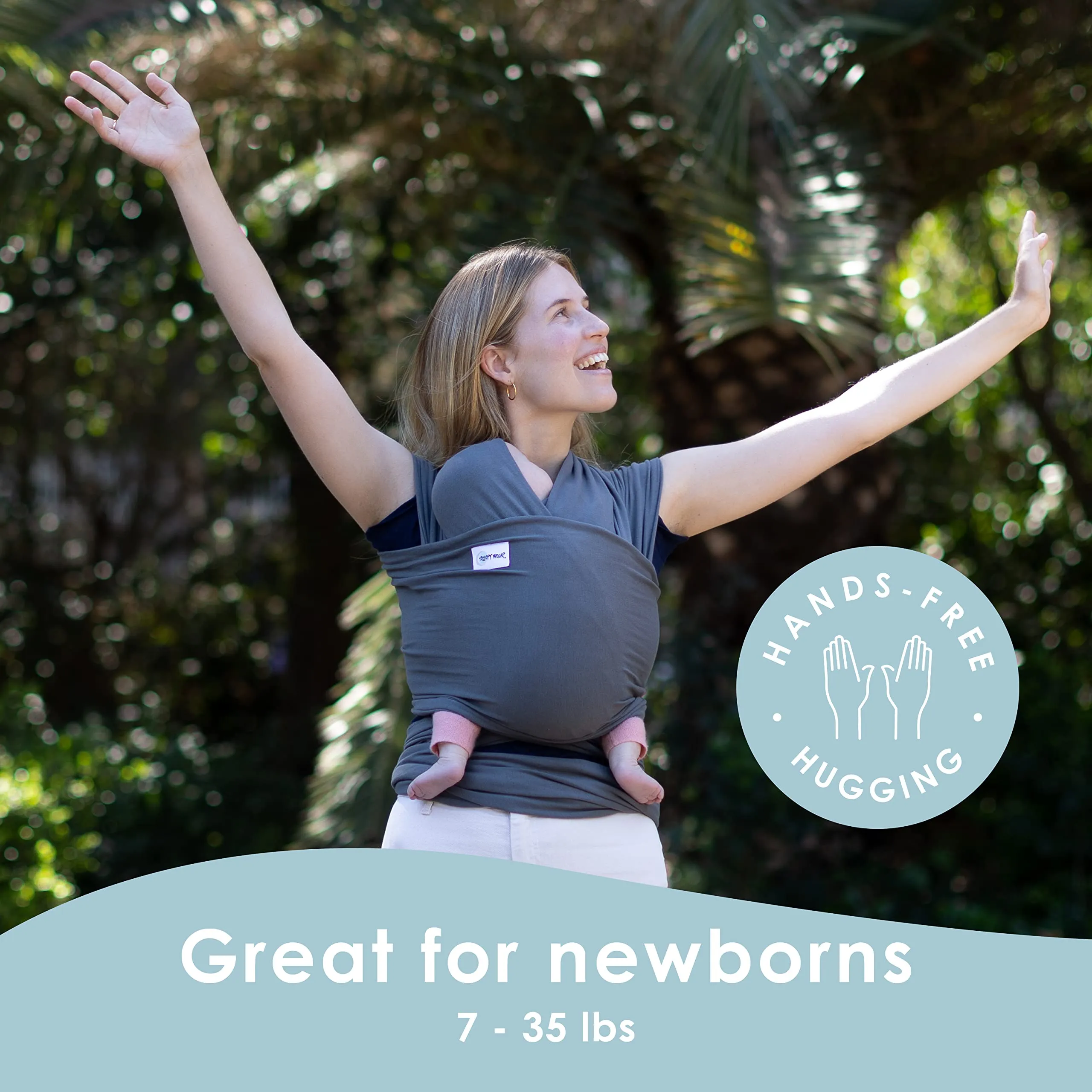 Sleepy Wrap Fascia Neonato Elastica 3-16 kg, Grigio Scuro - immagine 4