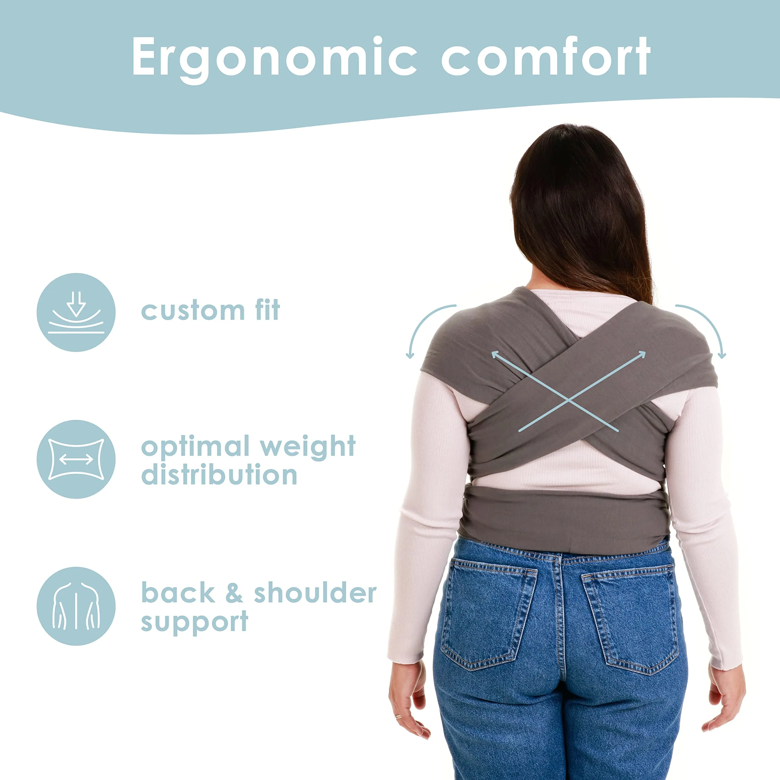 Sleepy Wrap Fascia Neonato Elastica 3-16 kg, Grigio Scuro - immagine 5