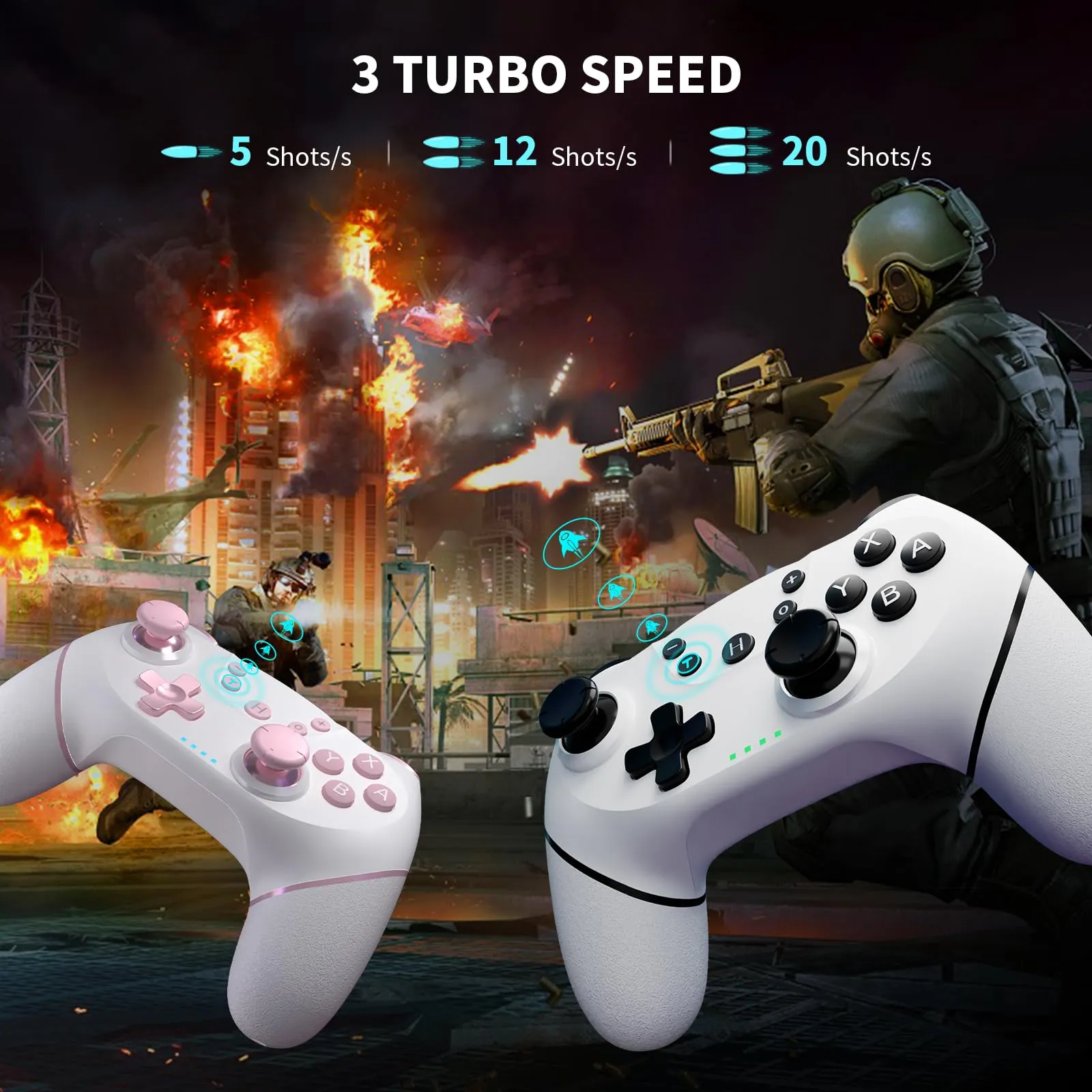 AceGamer Wireless Controller for Switch, Switch Lite, OLED, and PC (2-Pack, Pink and White) - immagine 4