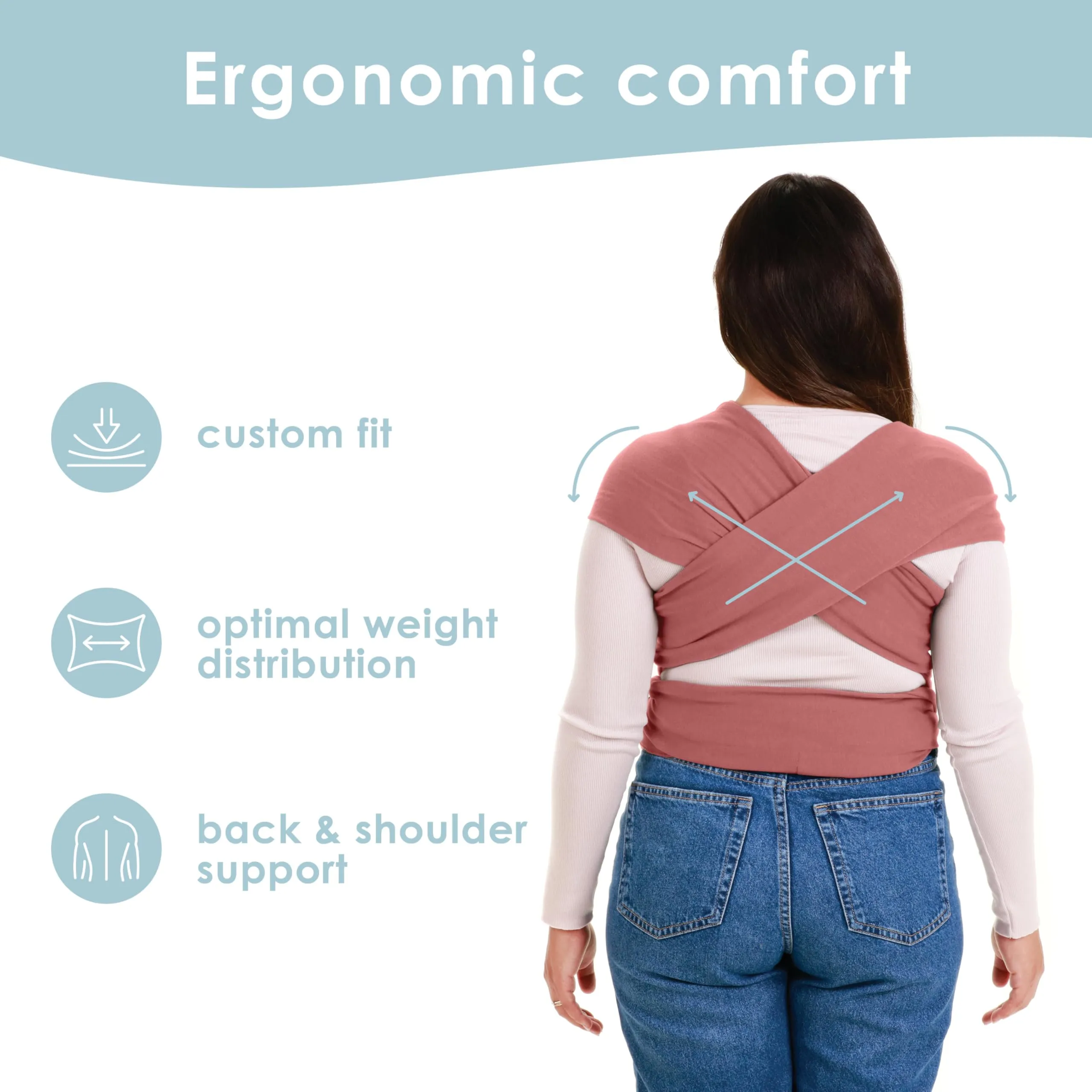 Sleepy Wrap Fascia Neonato Elastica, 3-16 kg, Rosa - immagine 4