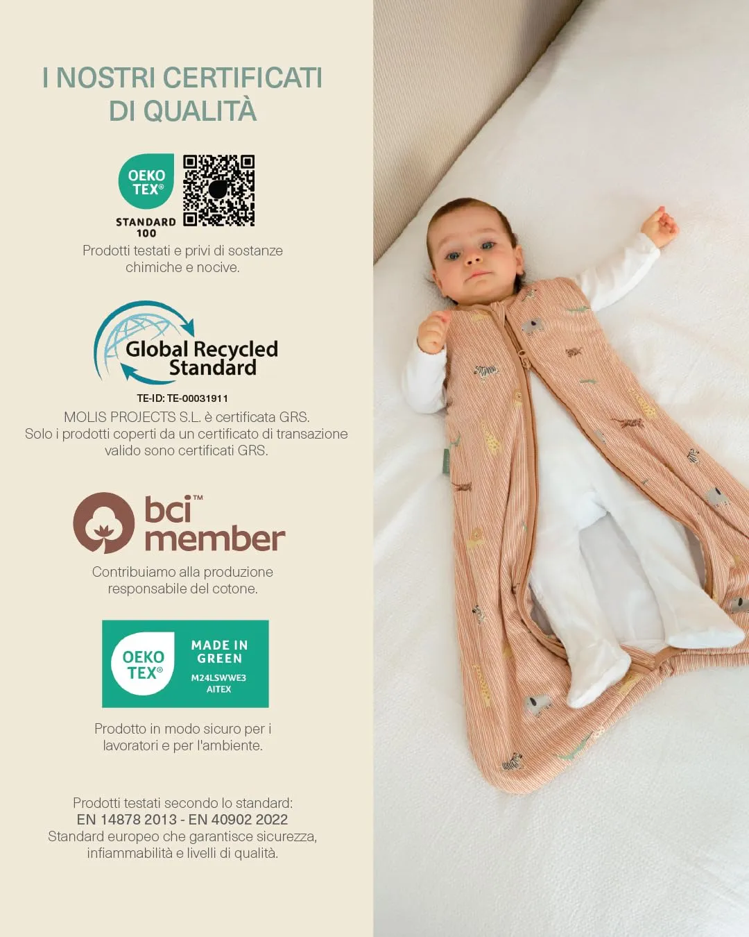molis & co Sacco Nanna 1 TOG, 6-18 mesi, 100% Cotone Oeko-Tex, Jungle - immagine 7