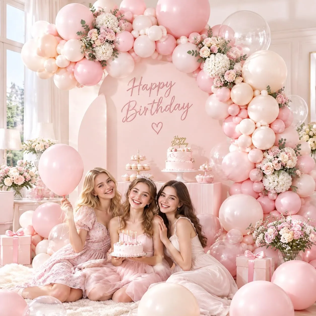 Balloon Garland Kit Arco Palloncini Rosa, 108 Pezzi, Ghirlanda Palloncini Rosa Macaron e Trasparenti - immagine 4
