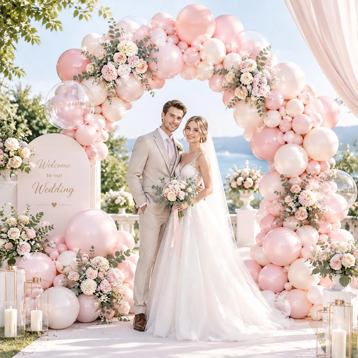 Balloon Garland Kit Arco Palloncini Rosa, 108 Pezzi, Ghirlanda Palloncini Rosa Macaron e Trasparenti - immagine 5