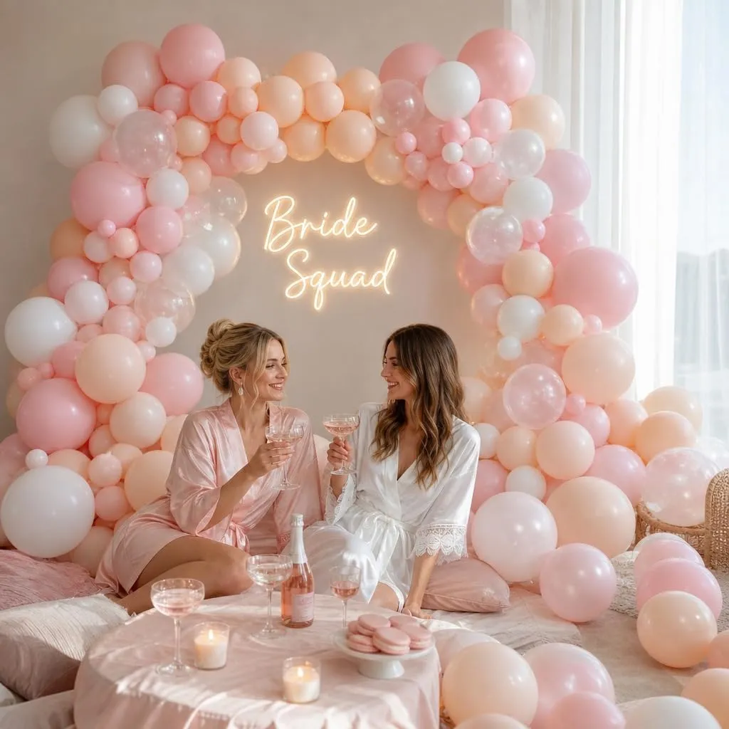 Balloon Garland Kit Arco Palloncini Rosa, 108 Pezzi, Ghirlanda Palloncini Rosa Macaron e Trasparenti - immagine 7