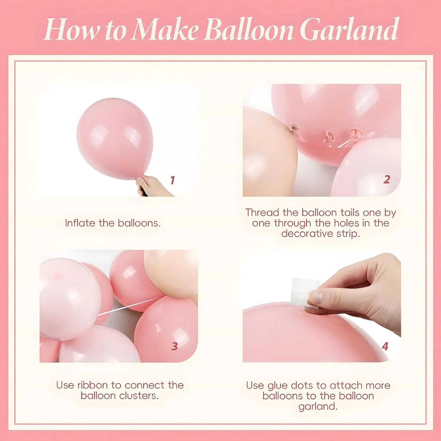 Balloon Garland Kit Arco Palloncini Rosa, 108 Pezzi, Ghirlanda Palloncini Rosa Macaron e Trasparenti - immagine 9