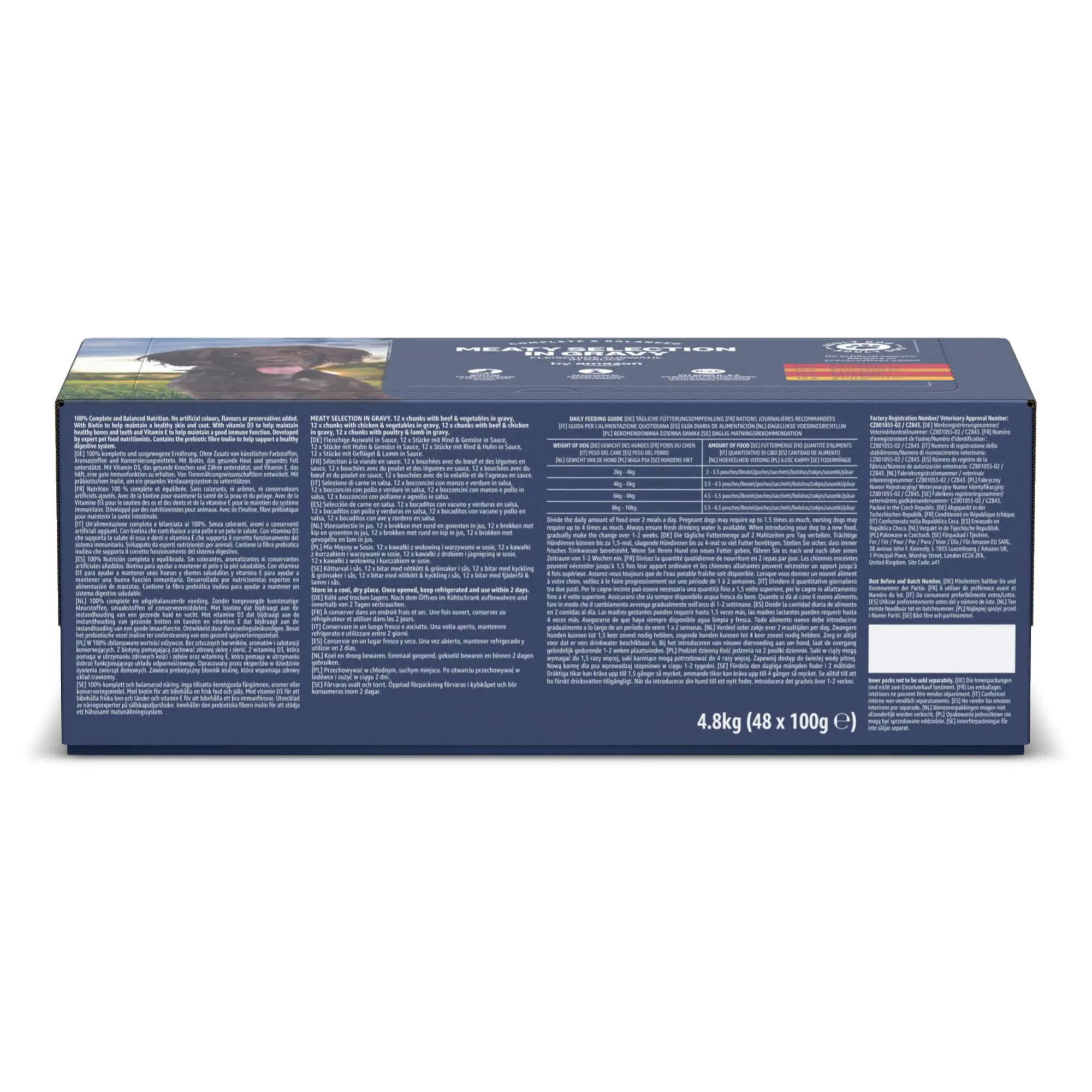by Amazon Alimento completo per cani adulti, Selezione di carne in salsa, 4.8 kg, 48 confezioni da 100g - immagine 7