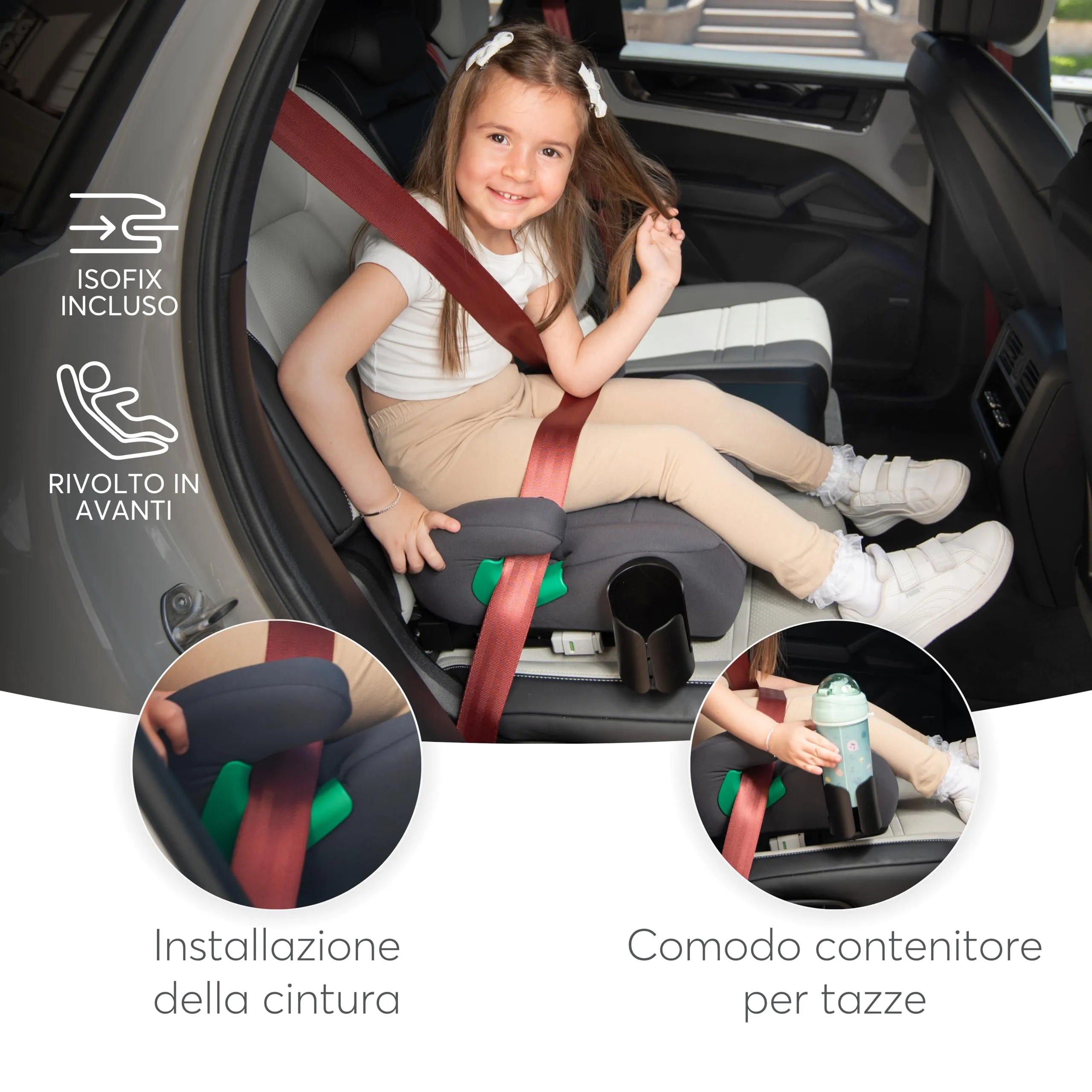 KikkaBoo i-POP Seggiolino Auto ISOFIX i-Size, 125-150 cm, 22-36 kg, Nero - immagine 4