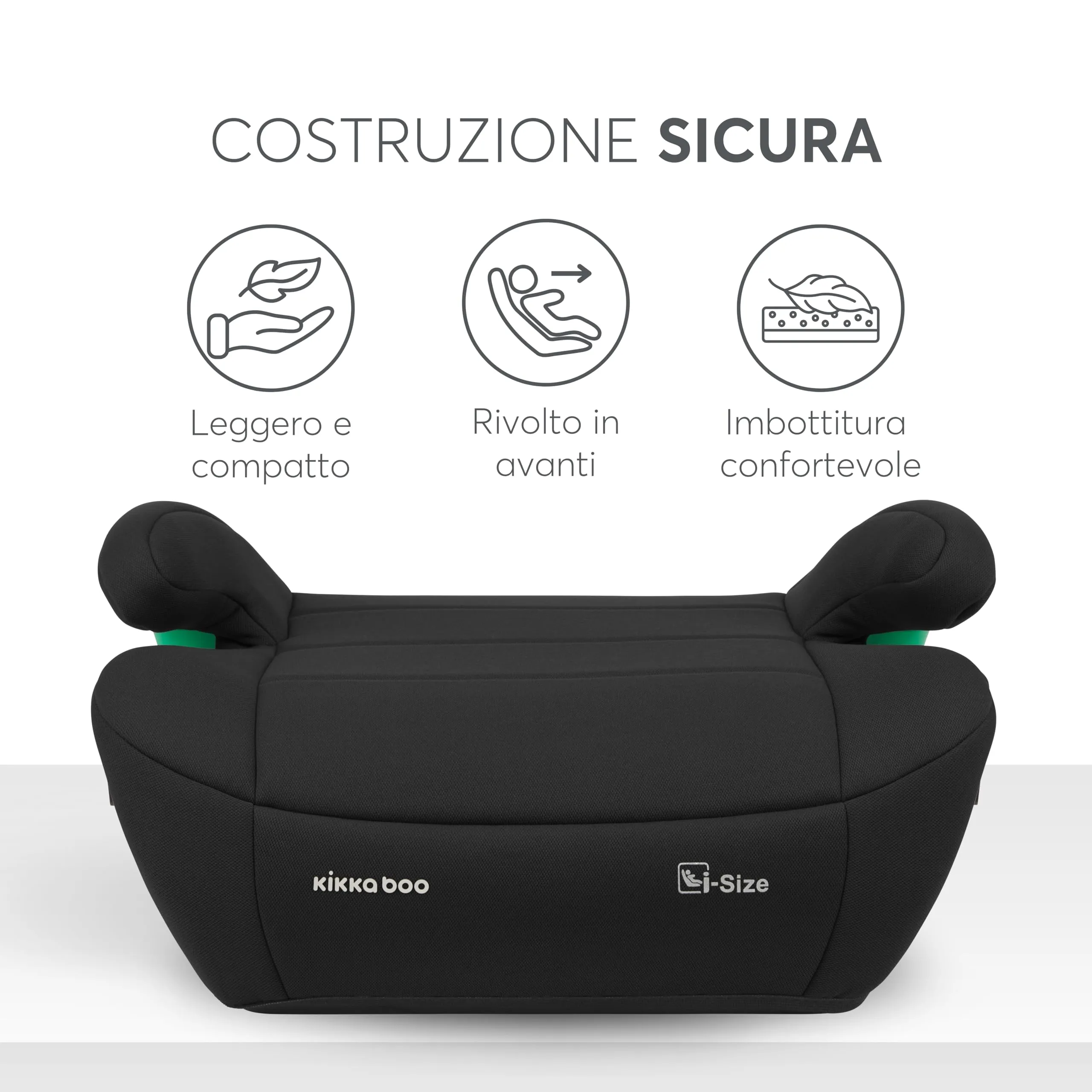 KikkaBoo i-POP Seggiolino Auto ISOFIX i-Size, 125-150 cm, 22-36 kg, Nero - immagine 7