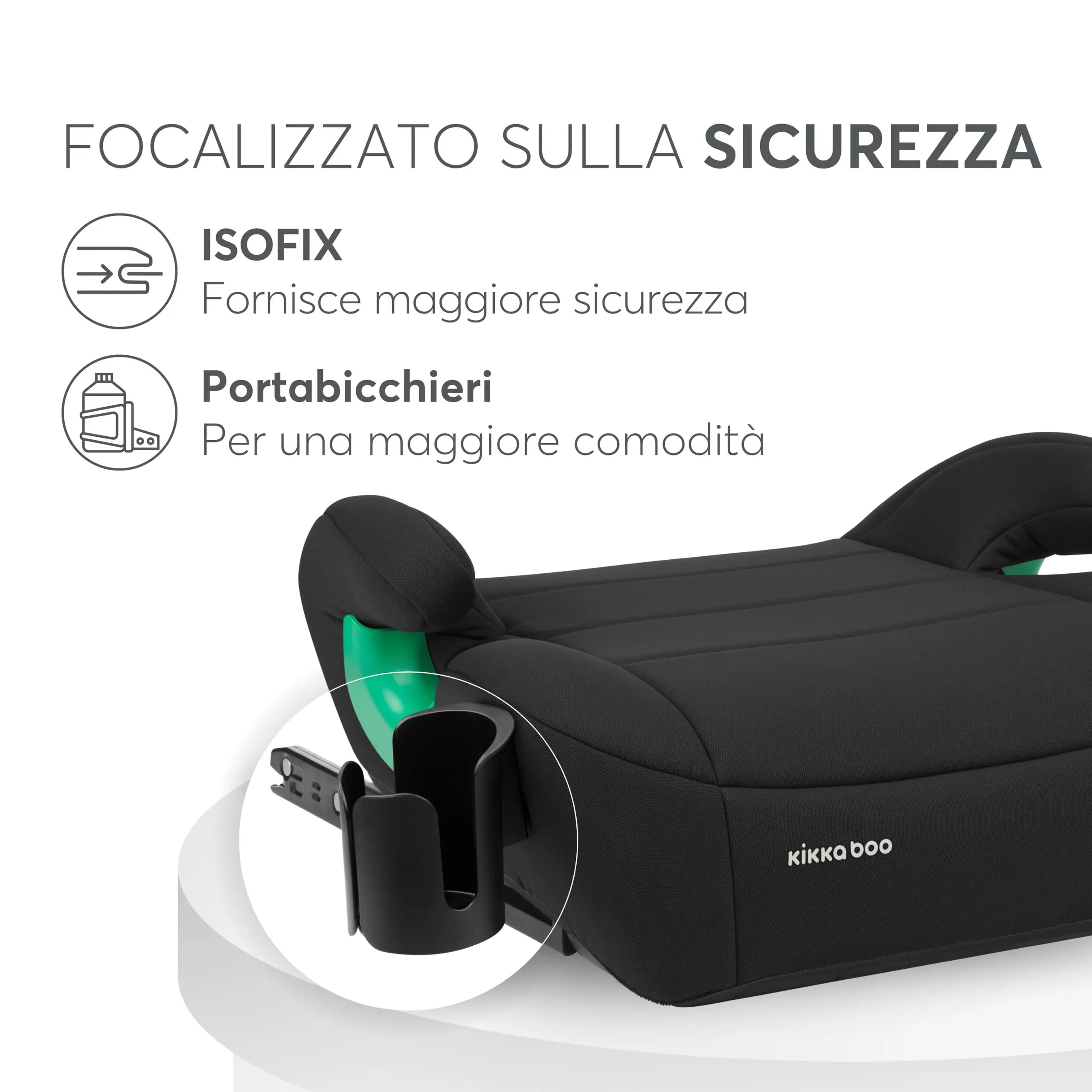 KikkaBoo i-POP Seggiolino Auto ISOFIX i-Size, 125-150 cm, 22-36 kg, Nero - immagine 8