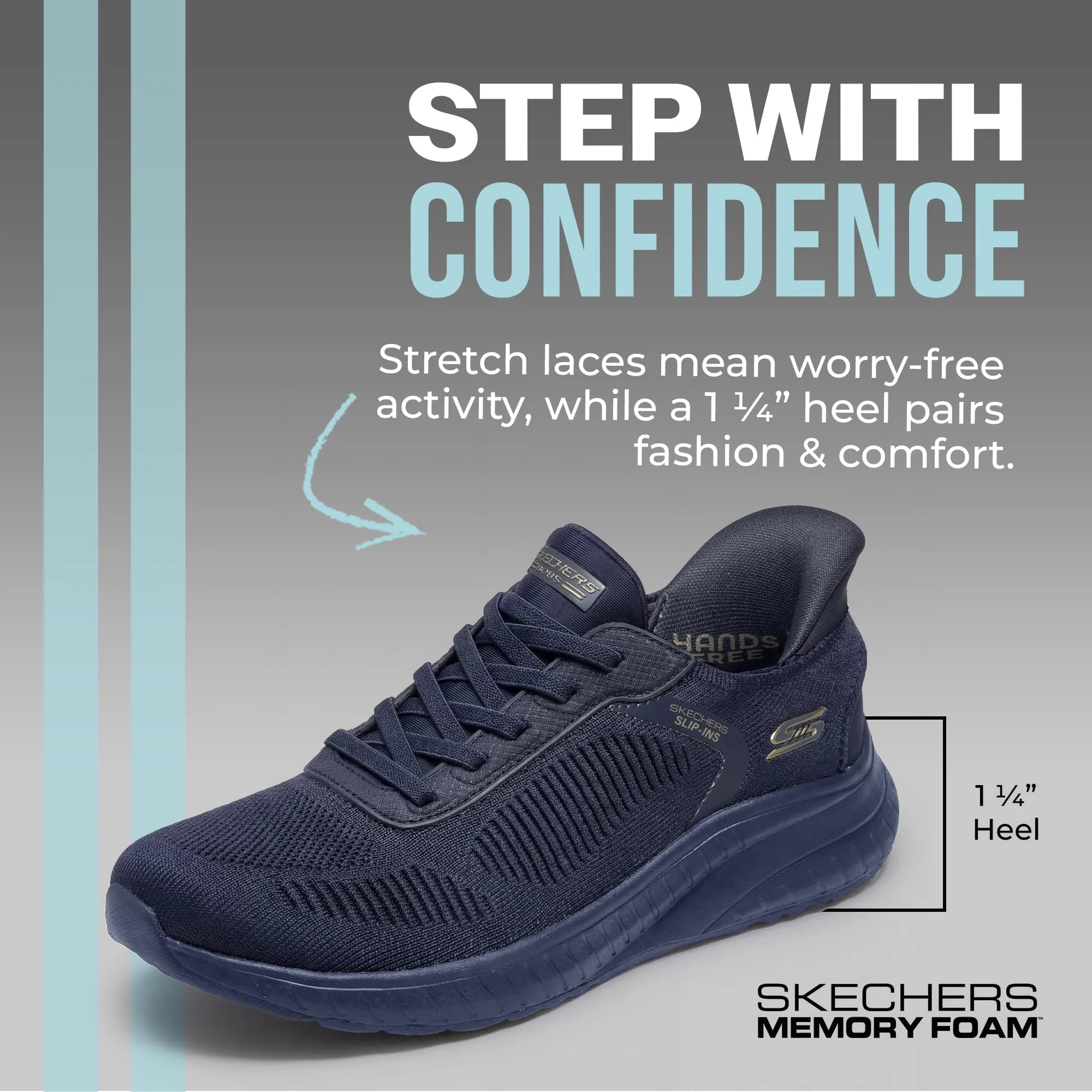 Skechers Bobs Squad Chaos Current Muse Slip-In, Dark Navy Textile, 41 EU - immagine 2