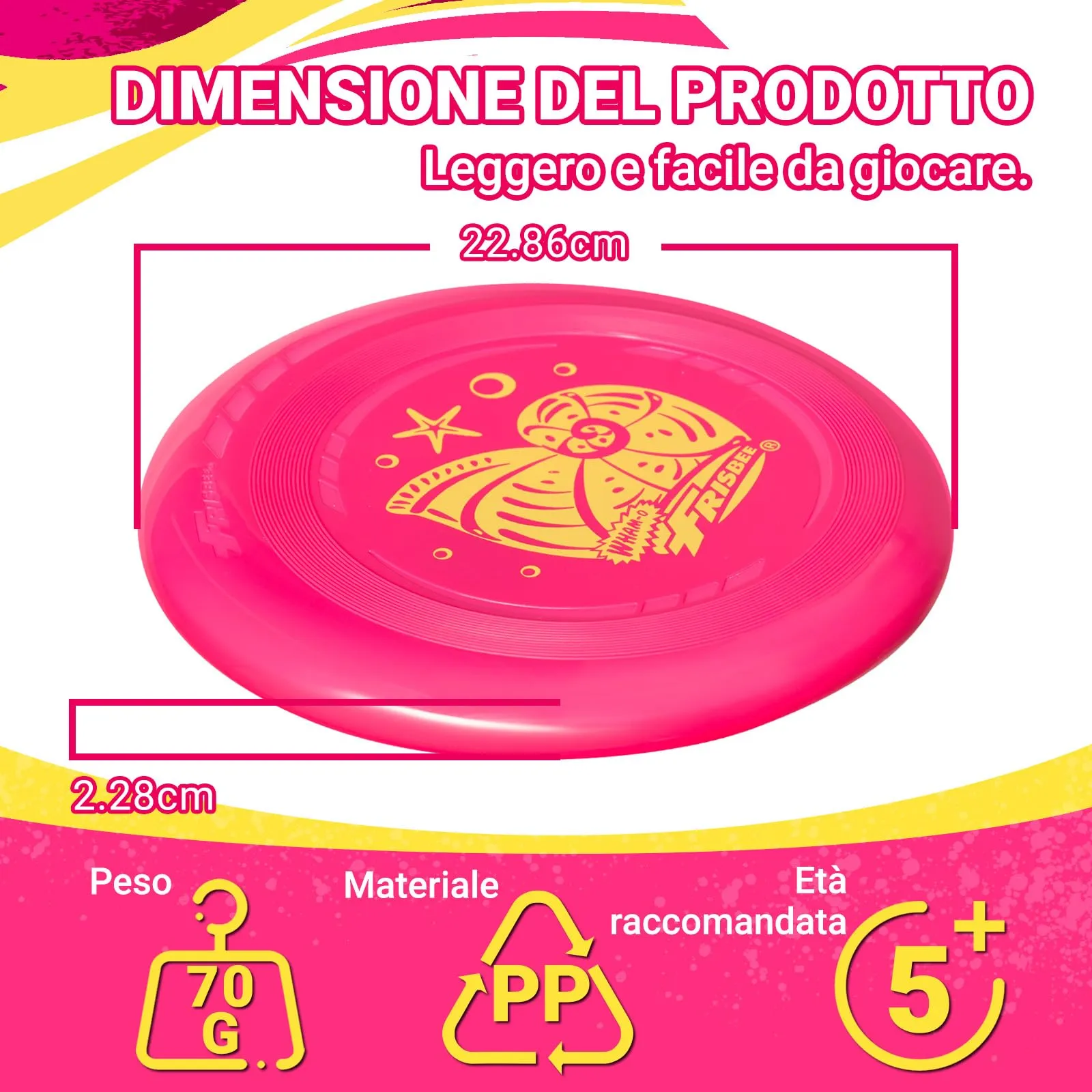 Wham-O Frisbee Dischi Volanti 70g, 22.86 cm, Set da 6 pezzi - immagine 4
