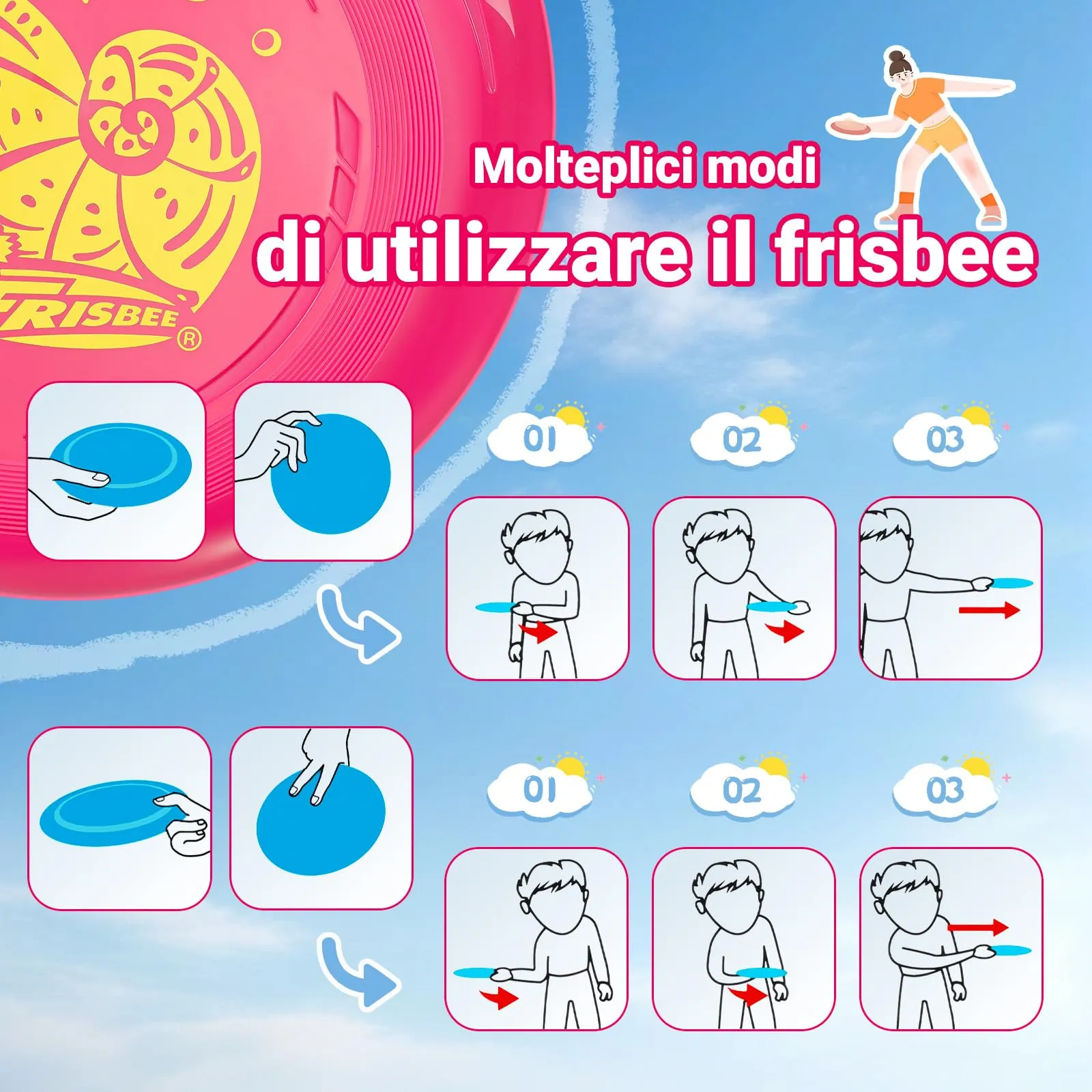 Wham-O Frisbee Dischi Volanti 70g, 22.86 cm, Set da 6 pezzi - immagine 6