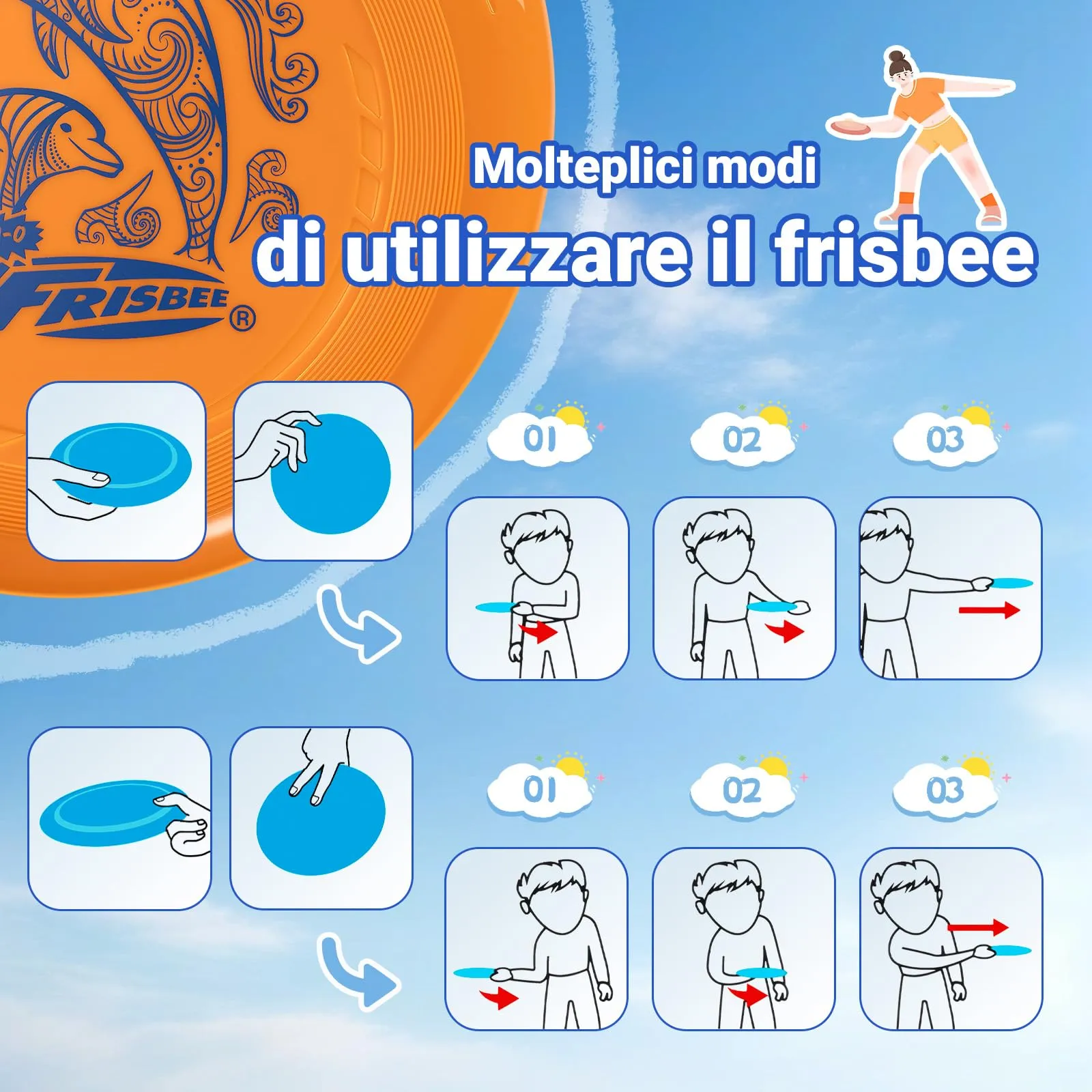 Wham-O Frisbee Dischi Volanti 70g, 22.86 cm, Set da 6 pezzi - immagine 6