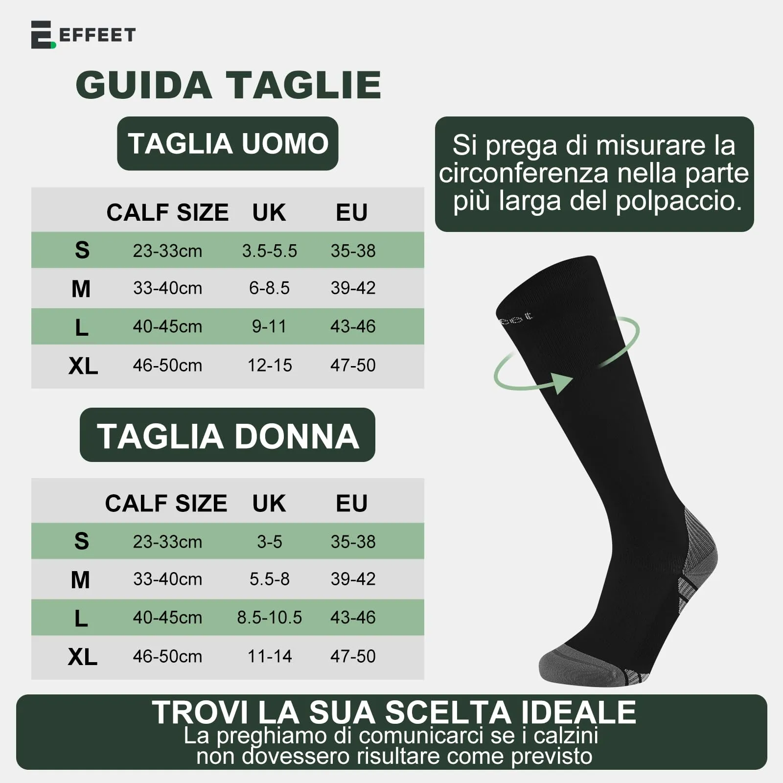 Effeet Calze Compressione Graduata Donna Uomo, 2 Paia, 20-30 mmHg, Sport, Grigio - immagine 5