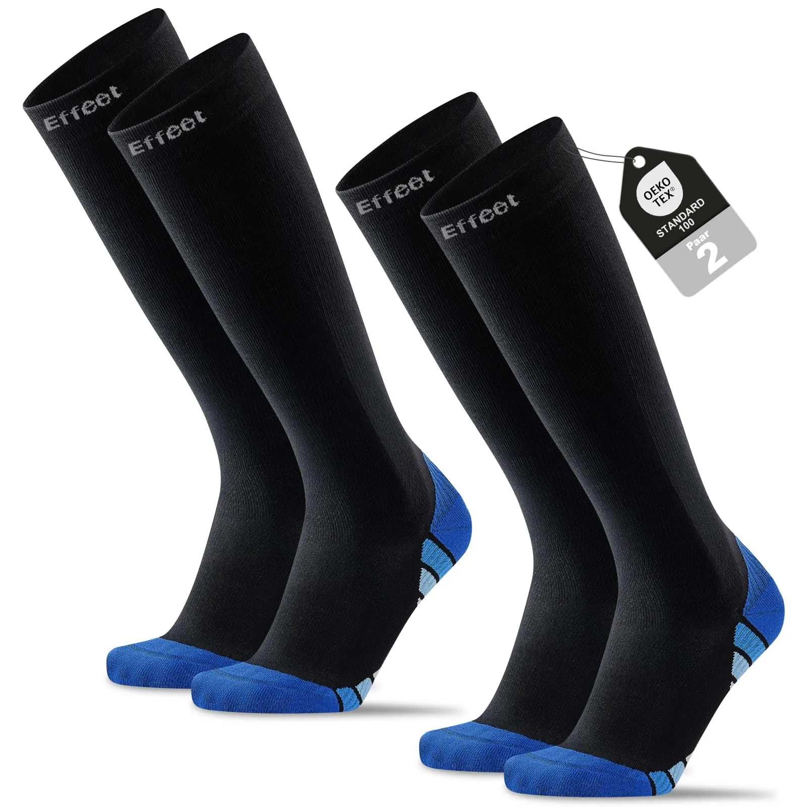 Effeet Calze a Compressione Graduata Donna Uomo, 20-30 mmHg, 2 Paia, Blu, 39-42 - immagine 1
