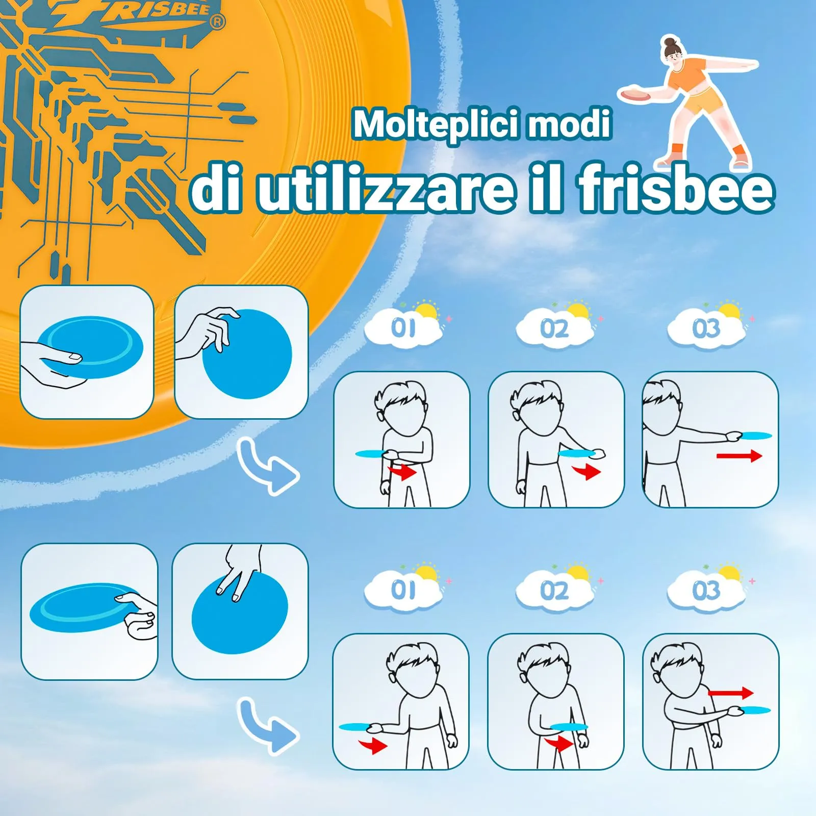 Wham-O Frisbee Dischi Volanti 70g, 22.86 cm, Set da 6 pezzi - immagine 6