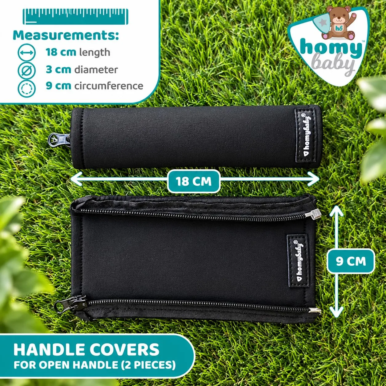 HOMYBABY Copri manubrio universale per passeggino, Nero, 2 pezzi - immagine 4
