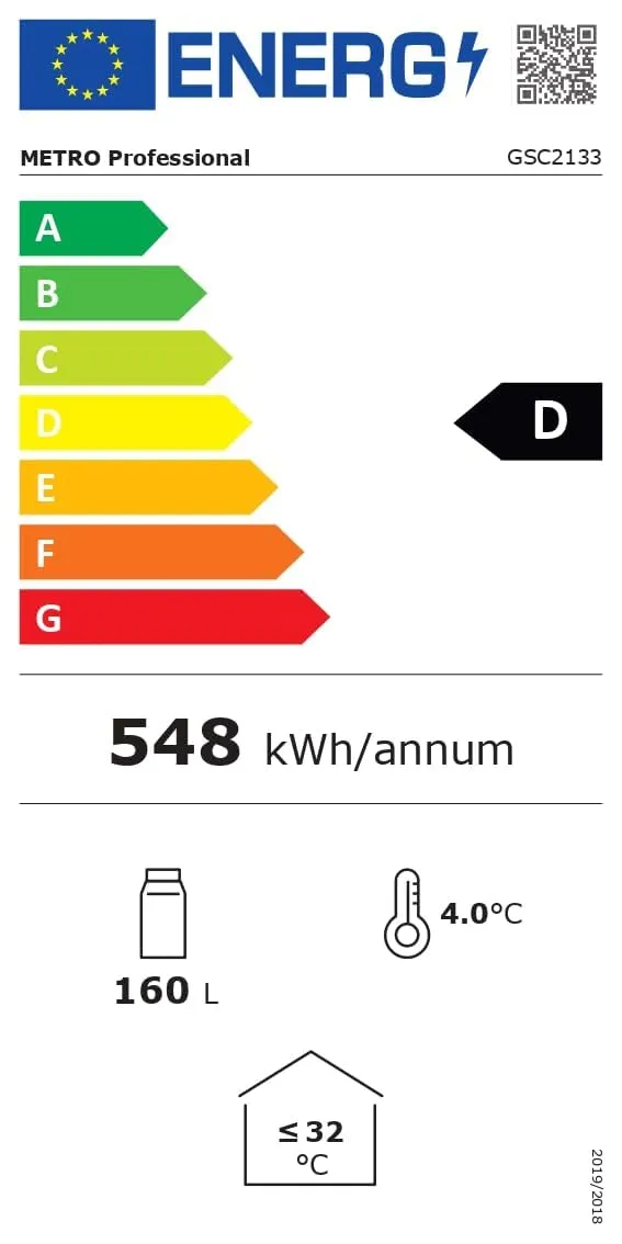 METRO Professional Frigorifero Slim per Bevande GSC2133, 133L, 200W, 5 Ripiani Regolabili, Illuminazione LED, Serratura, Bianco - immagine 10