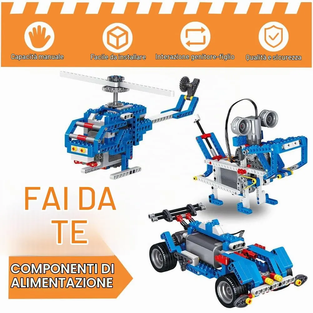 HOTUT Power Functions Kit 11 Pezzi, Technic-Parts con Treno-Motore, Telecomando IR, Scatola Batteria, Interruttore di Controllo, Ricevitore IR e Set di Luci - immagine 7