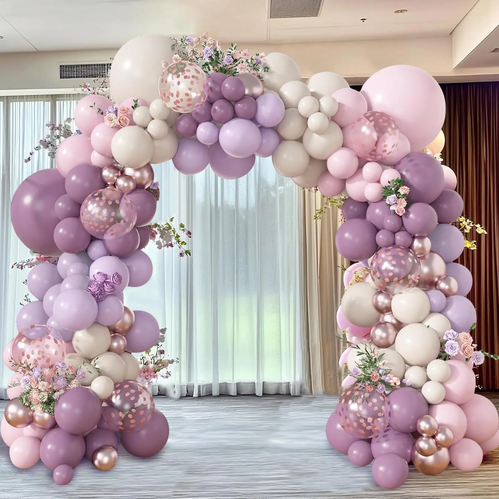 Balloon Garland Kit Arco di Palloncini Viola Rosa, 116 Pezzi - Lilla, Bianco Sabbia, Oro Champagne e Oro Rosa - immagine 6