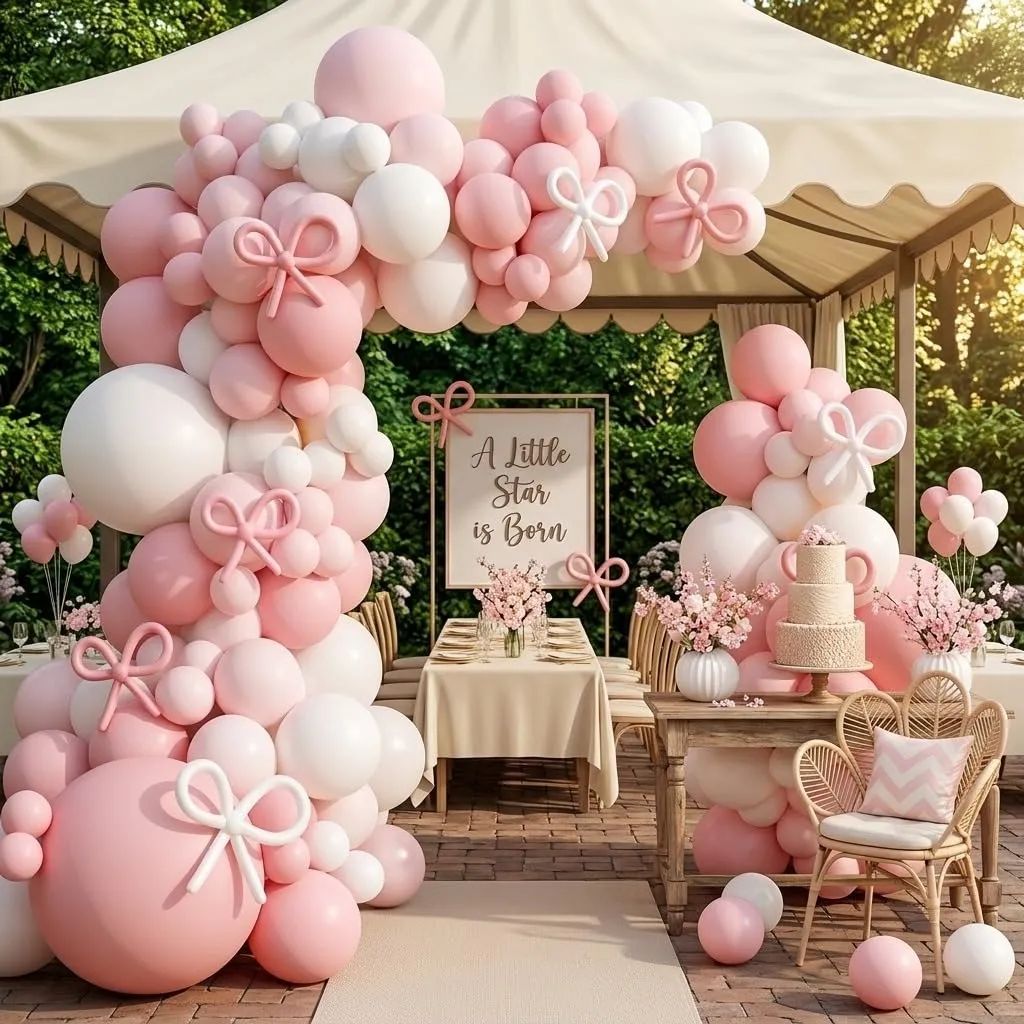 Balloon Garland Kit Arco Palloncini Rosa Bianco, 109 Pezzi Ghirlanda Pastello con Palloncini Lunghi, H4501-105B - immagine 4