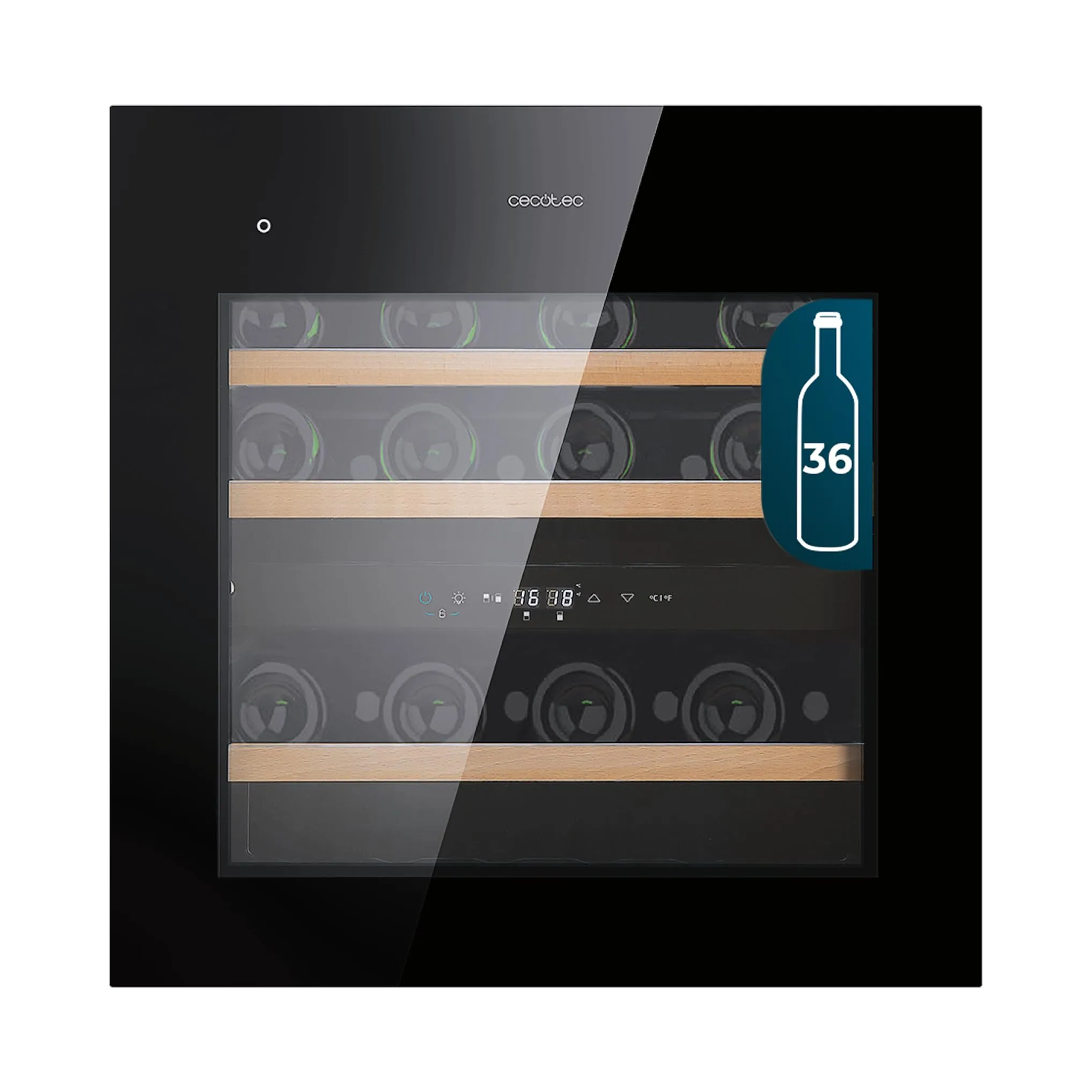 Cecotec GrandSommelier Duo 36000 Touch Black Compressor, Cantinetta Vino Integrabile, 36 Bottiglie, Doppia Zona, 60x60 cm - immagine 2