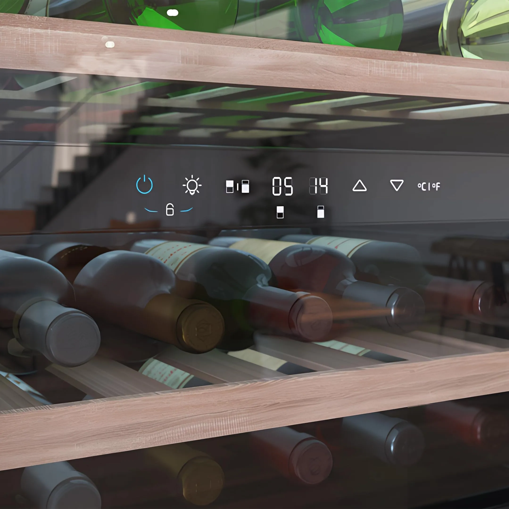Cecotec GrandSommelier Duo 36000 Touch Black Compressor, Cantinetta Vino Integrabile, 36 Bottiglie, Doppia Zona, 60x60 cm - immagine 6