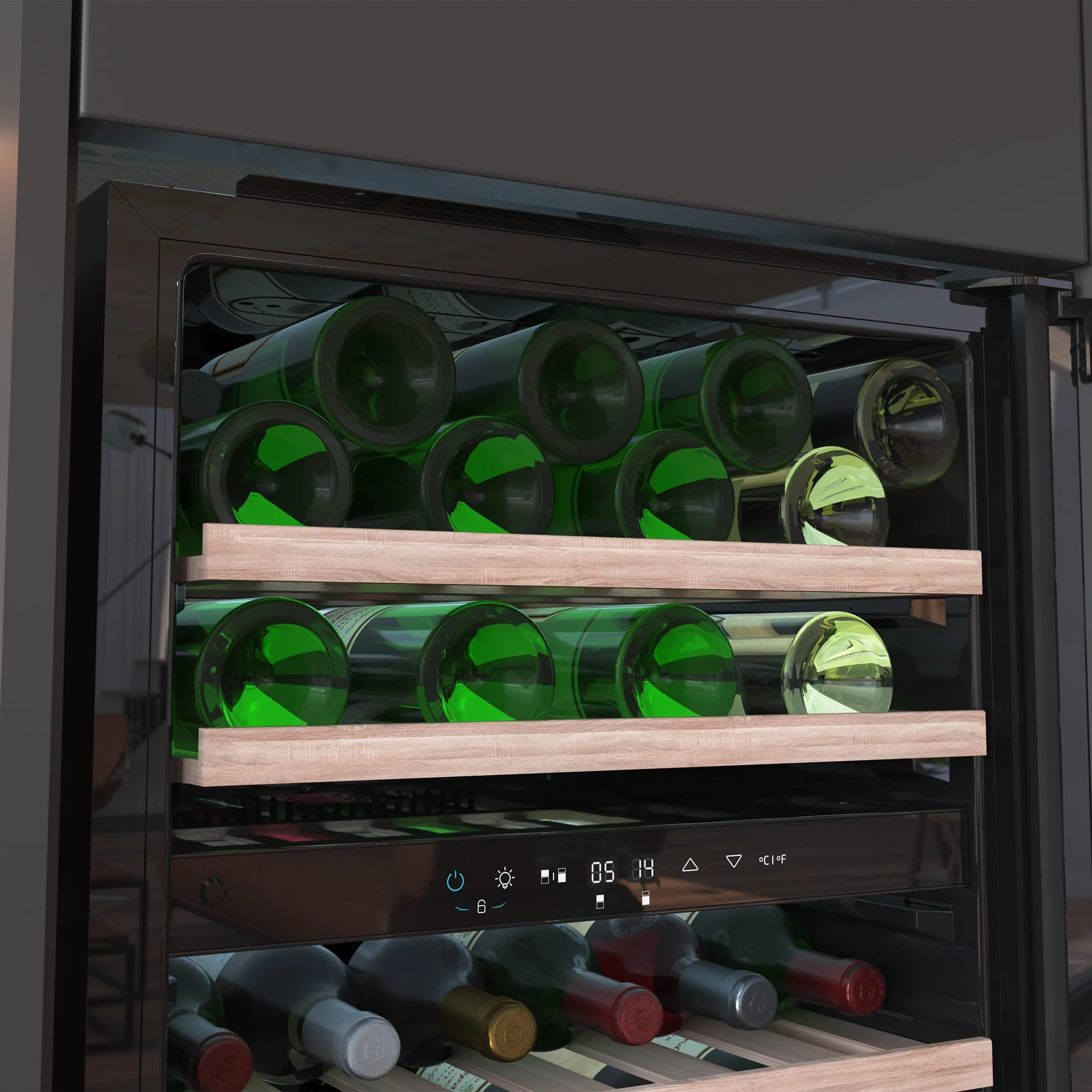Cecotec GrandSommelier Duo 36000 Touch Black Compressor, Cantinetta Vino Integrabile, 36 Bottiglie, Doppia Zona, 60x60 cm - immagine 7