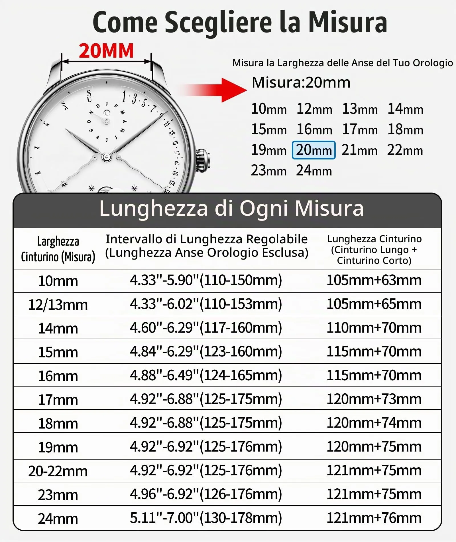 BINLUN Cinturino in Pelle a Sgancio Rapido per Orologio, 22mm, Grigio - immagine 6