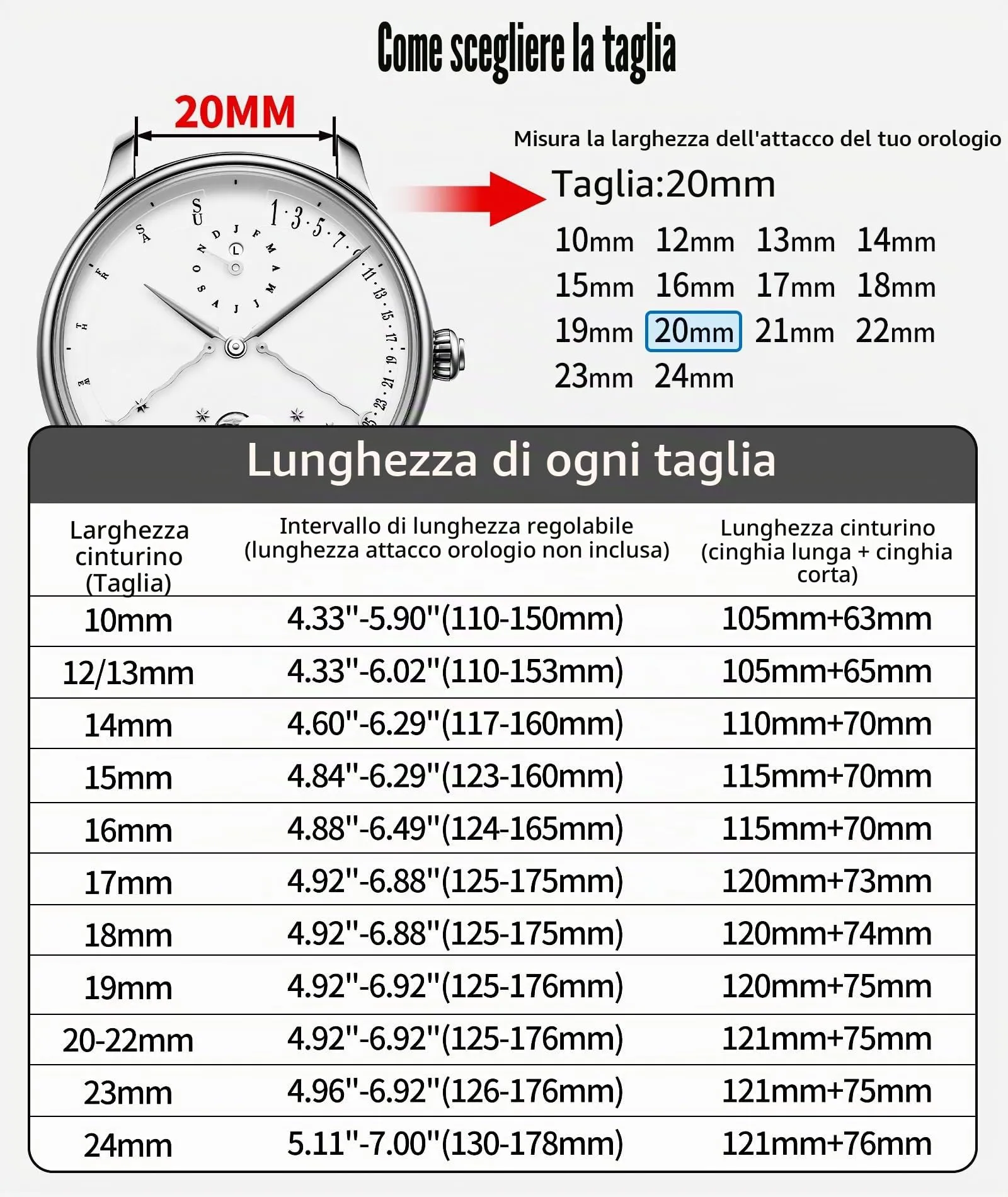 BINLUN Cinturino Orologio in Pelle a Sgancio Rapido (22mm, Nero) - immagine 6